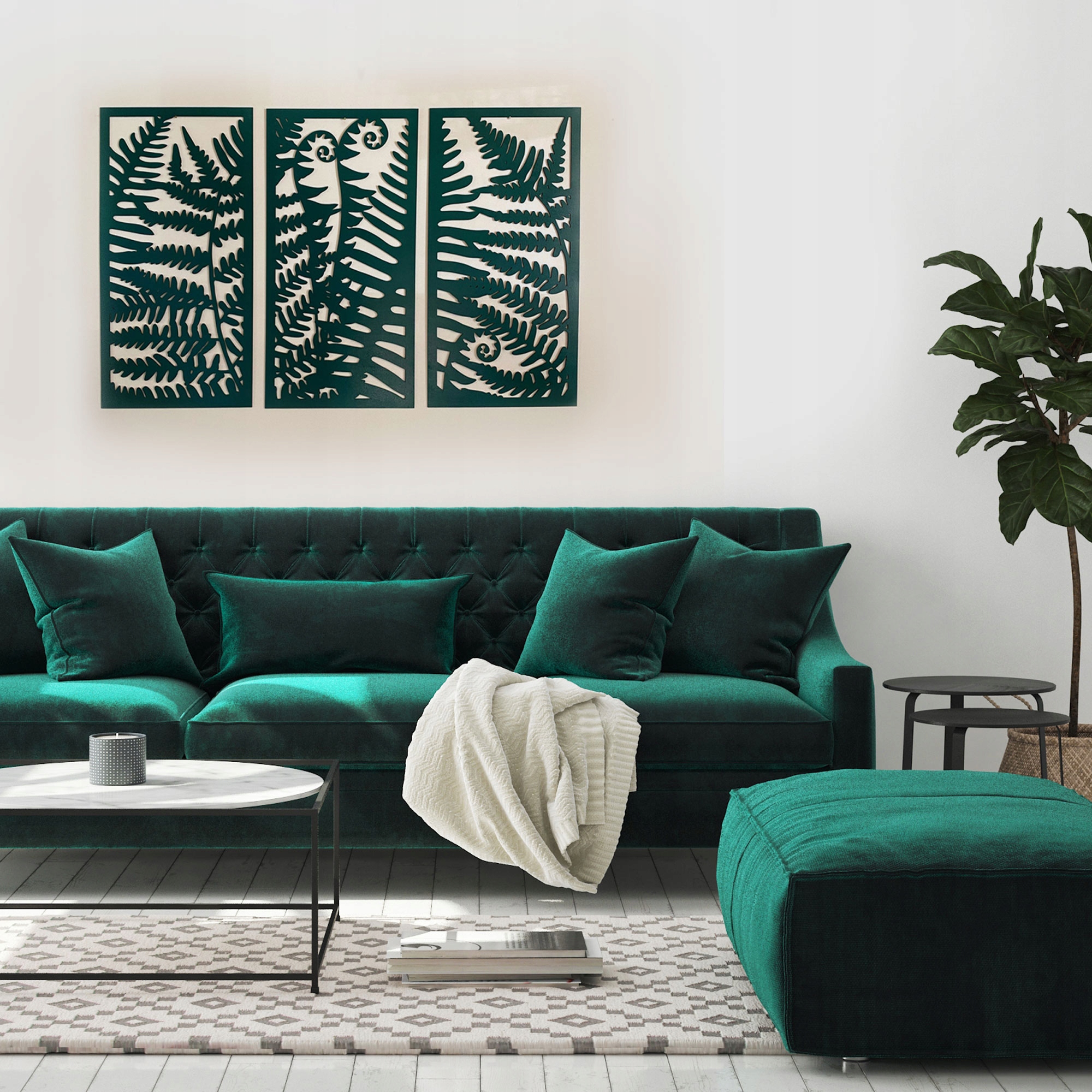 Panele Ścienne, Drewniany Tryptyk LIŚCIE PAPROCI Marka Missing Decor