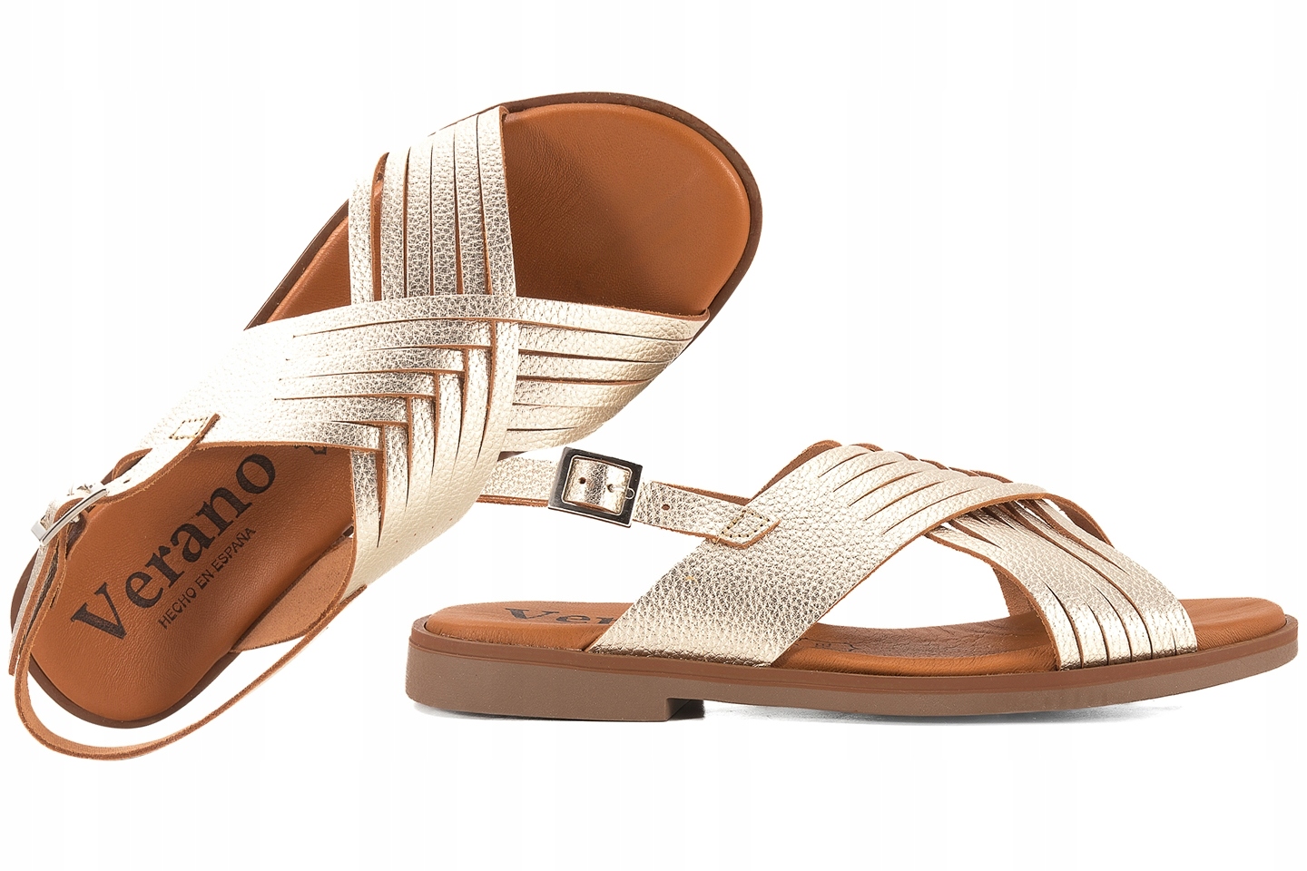 Verano 4235 Dámské Španělské Kožené Sandály zlaté, zlaté, 36