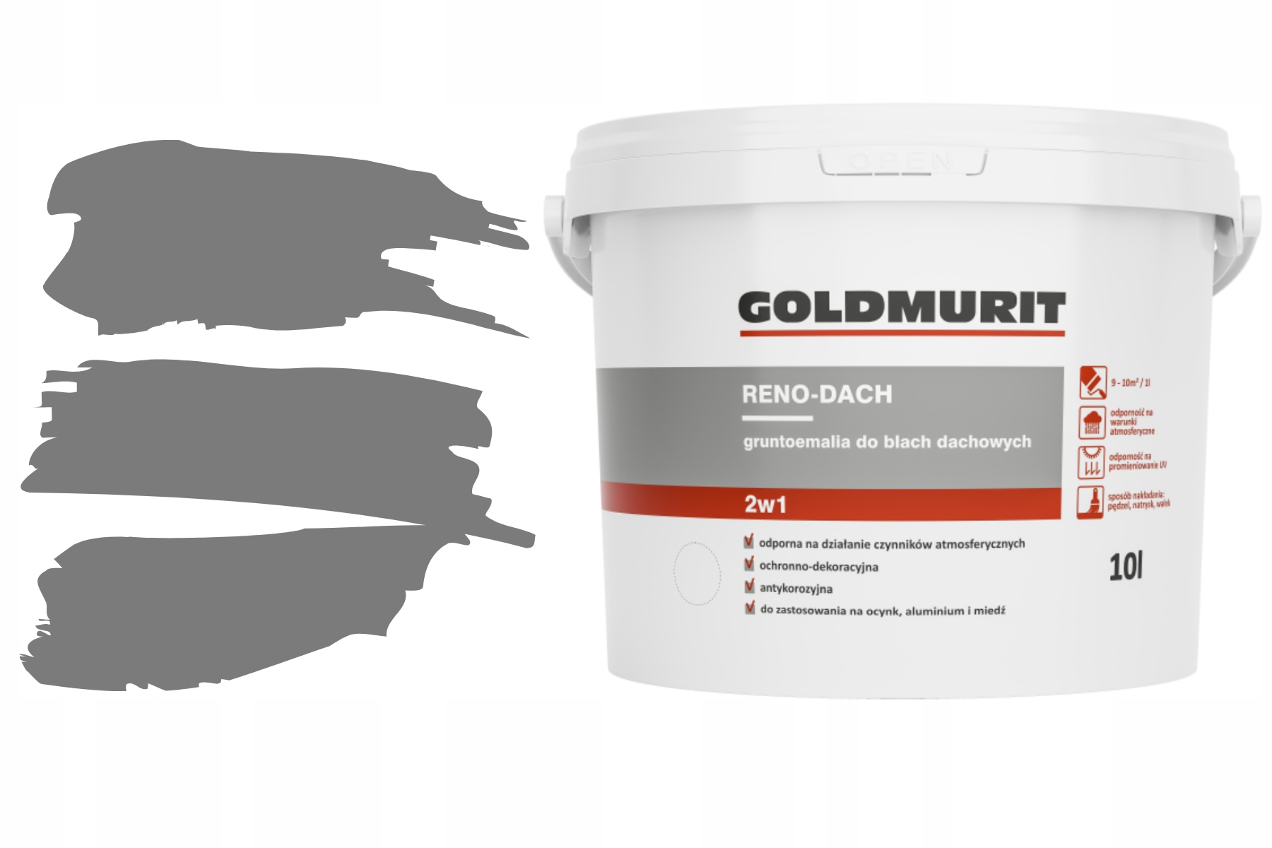 Reno-strechová farba na strechy, vodou riediteľná, popolavá RAL7037 10l