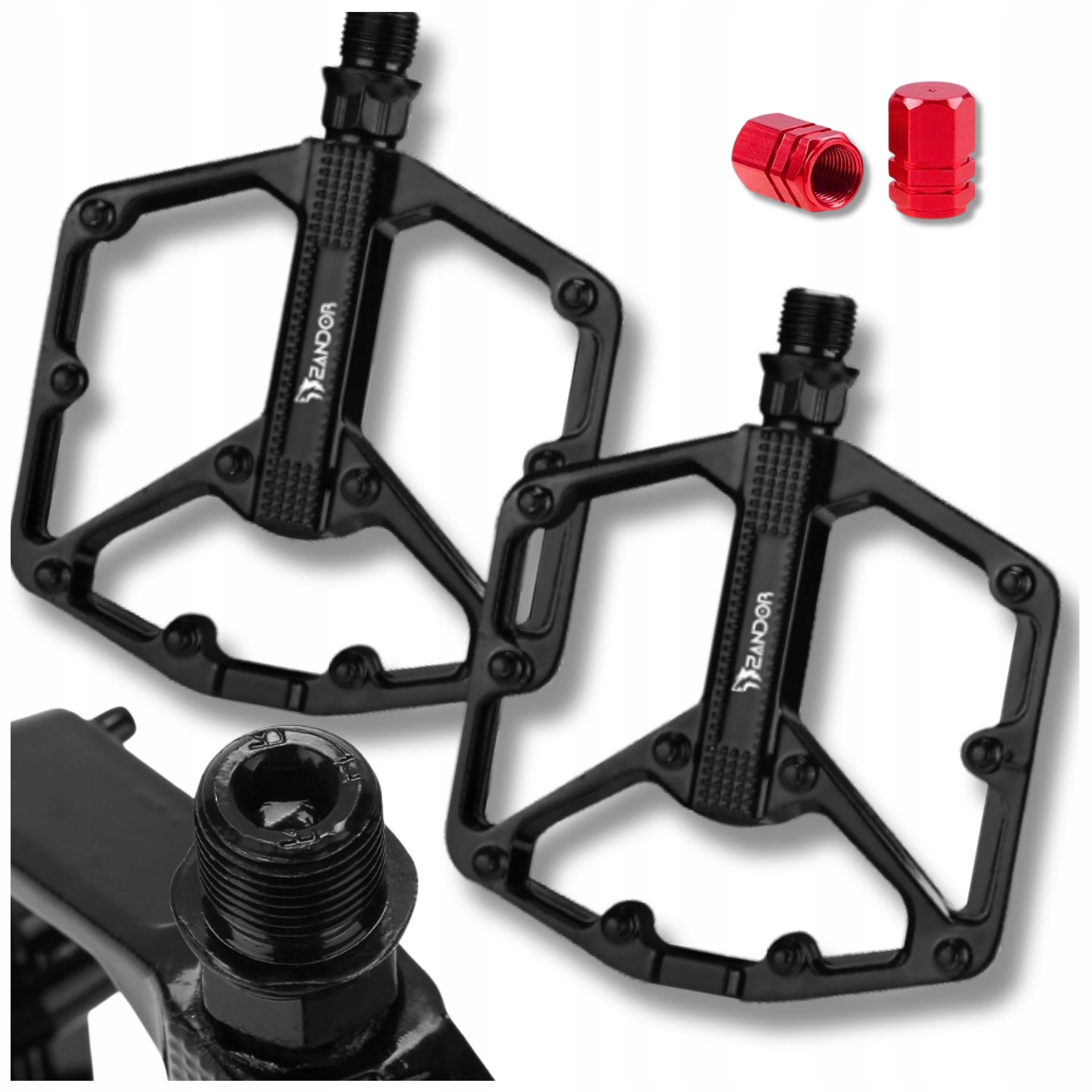 Pedały Rowerowe Aluminiowe Platformowe Platformy 2x Łożyska Komplet Czarne