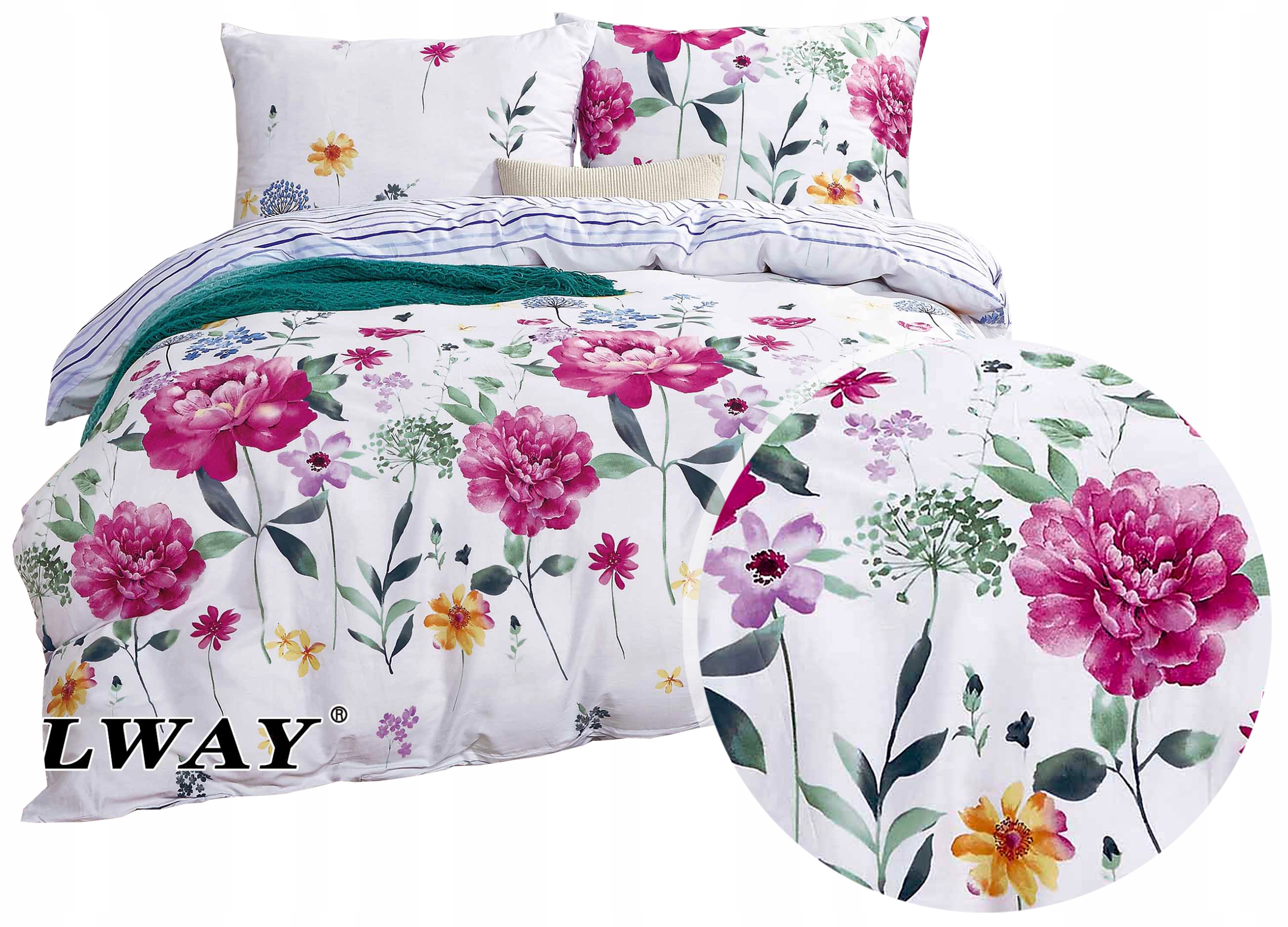 Pościel Elway 200x220 100% Bawełna Komplet Pościeli Satynowej wzór 6018