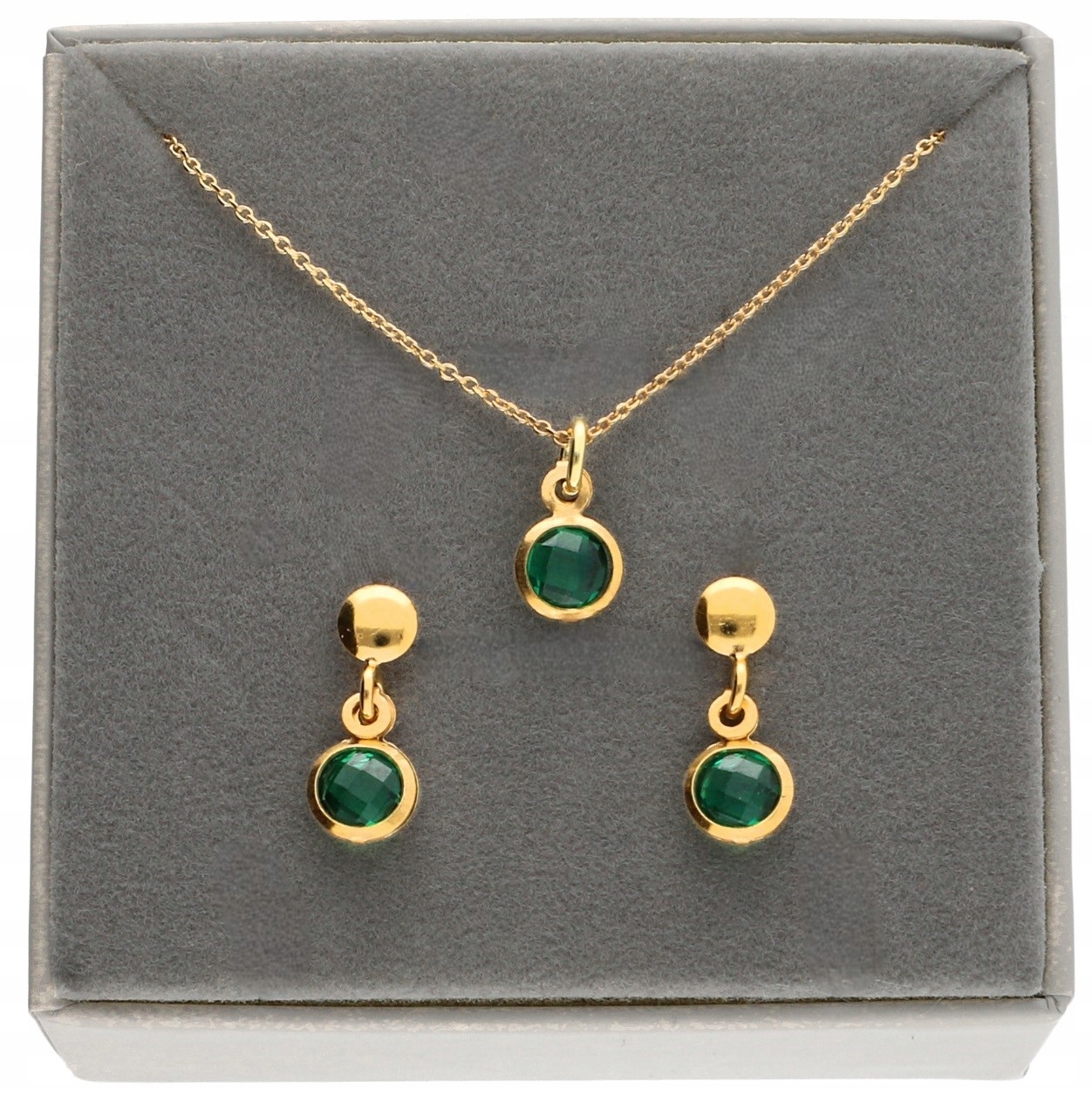 Zlatý komplet zelených šperků zirkon se zeleným zirkonem Stříbro 925