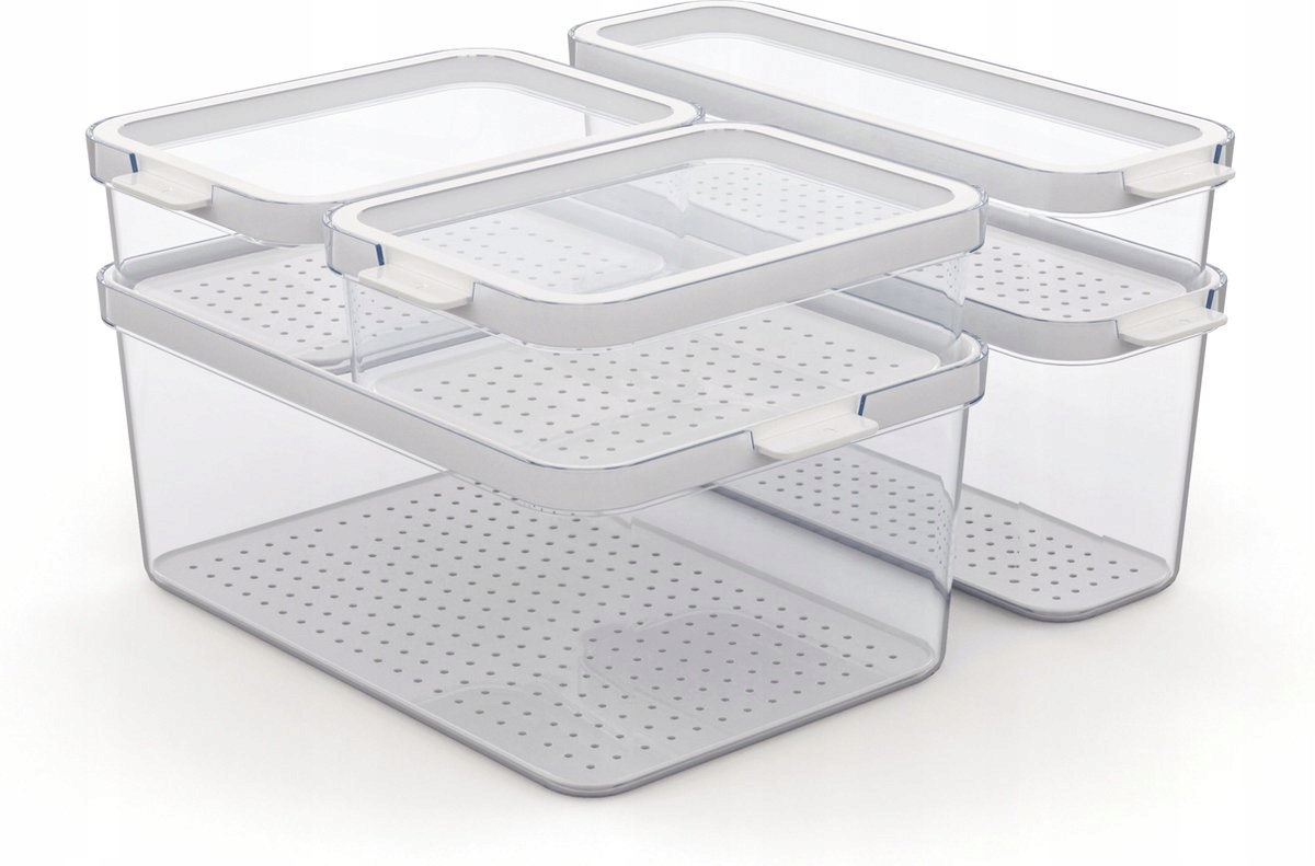 Zestaw 5x pojemnik organizer do lodówki 2x 1,2+1,15+ 2 4,65 L Cauma Rotho