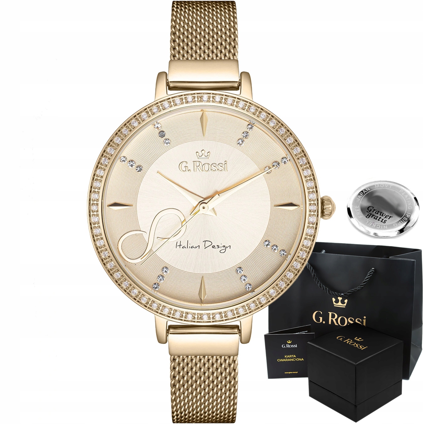 

Elegancki zegarek damski G. Rossi Melia mesh +box