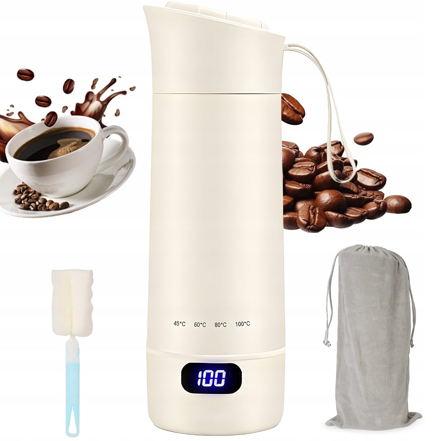 400 ML Přenosná Rychlovarná Konvice 3V1 Bílá Z Nerezové Oceli 300 W