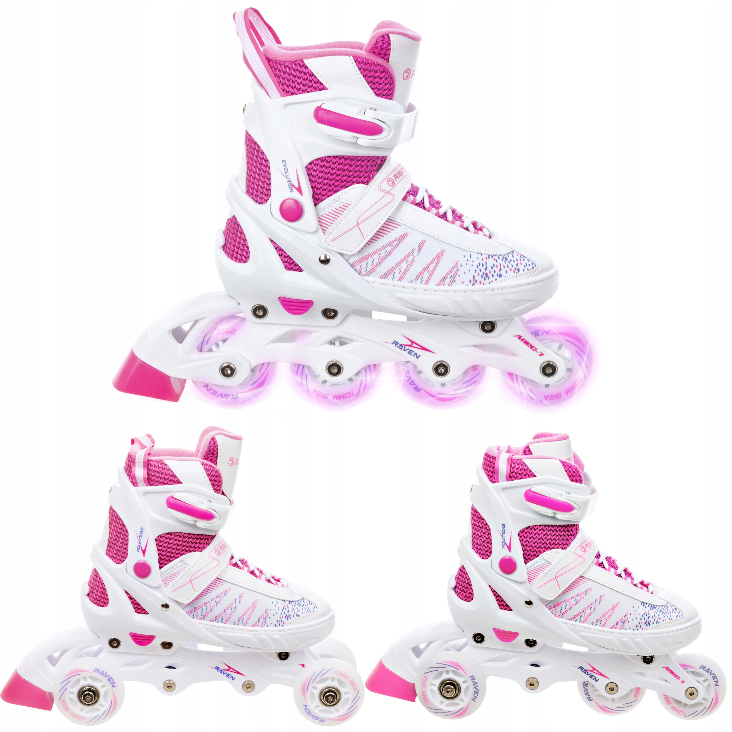 Rolki Wrotki 3w1 Regulowane RAVEN Grace 31-35 LED