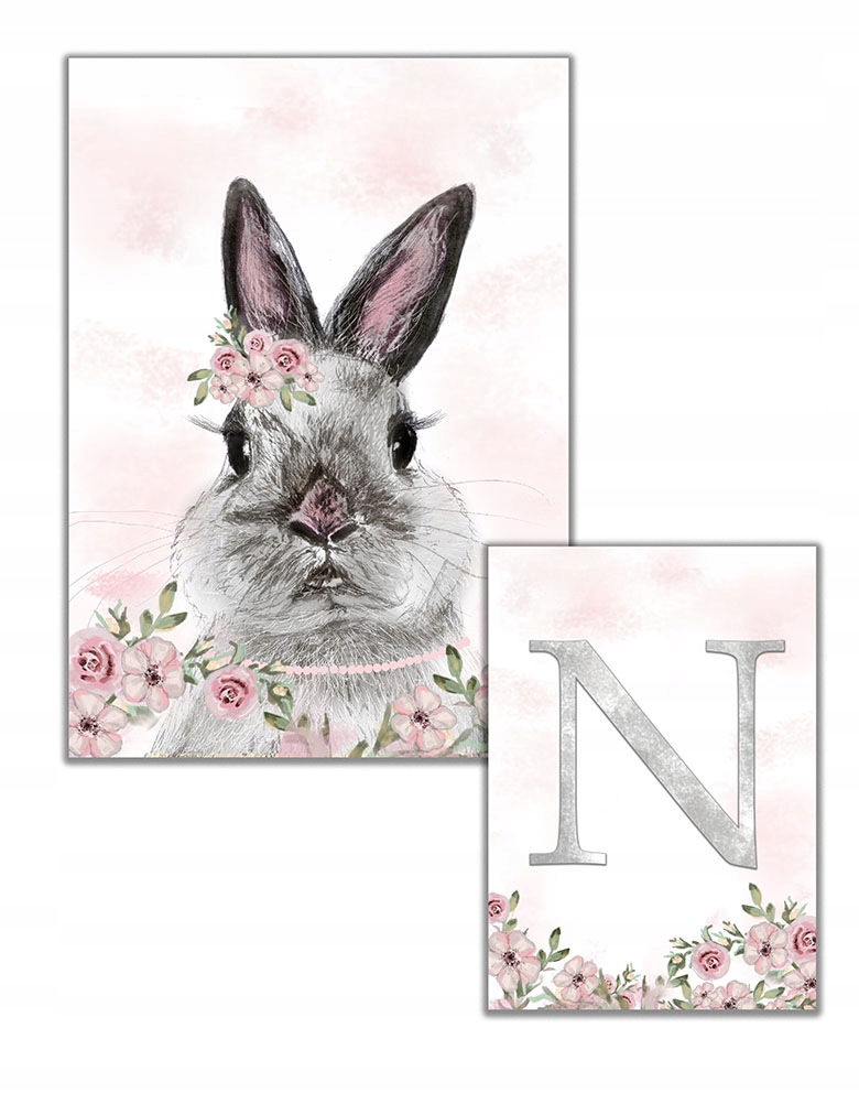 

Zestaw plakatów plakat królik literka szary a3 a4