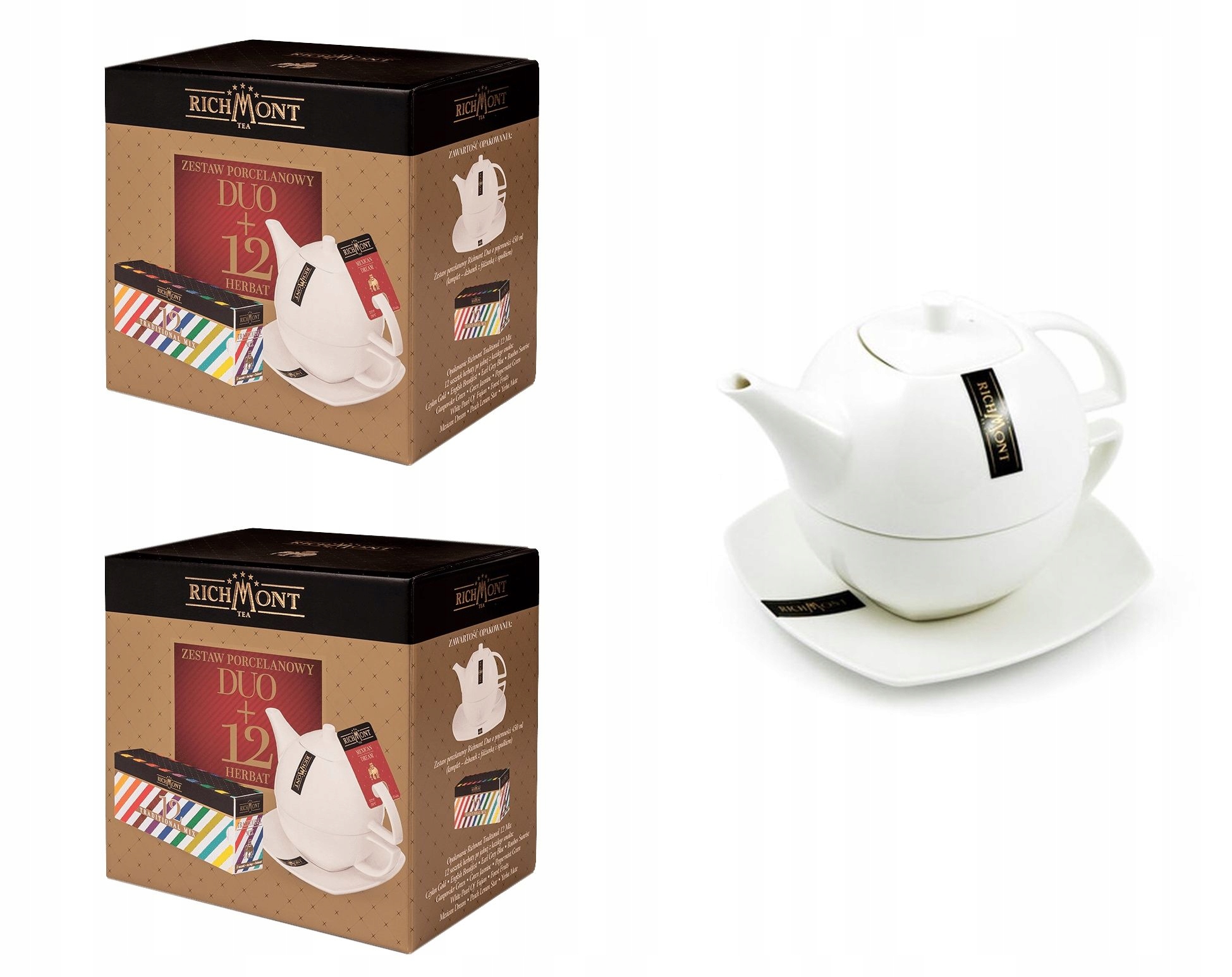 2x Zestaw Prezentowy Richmont Dzbanek DUO+12 herbat mix zestaw Duo