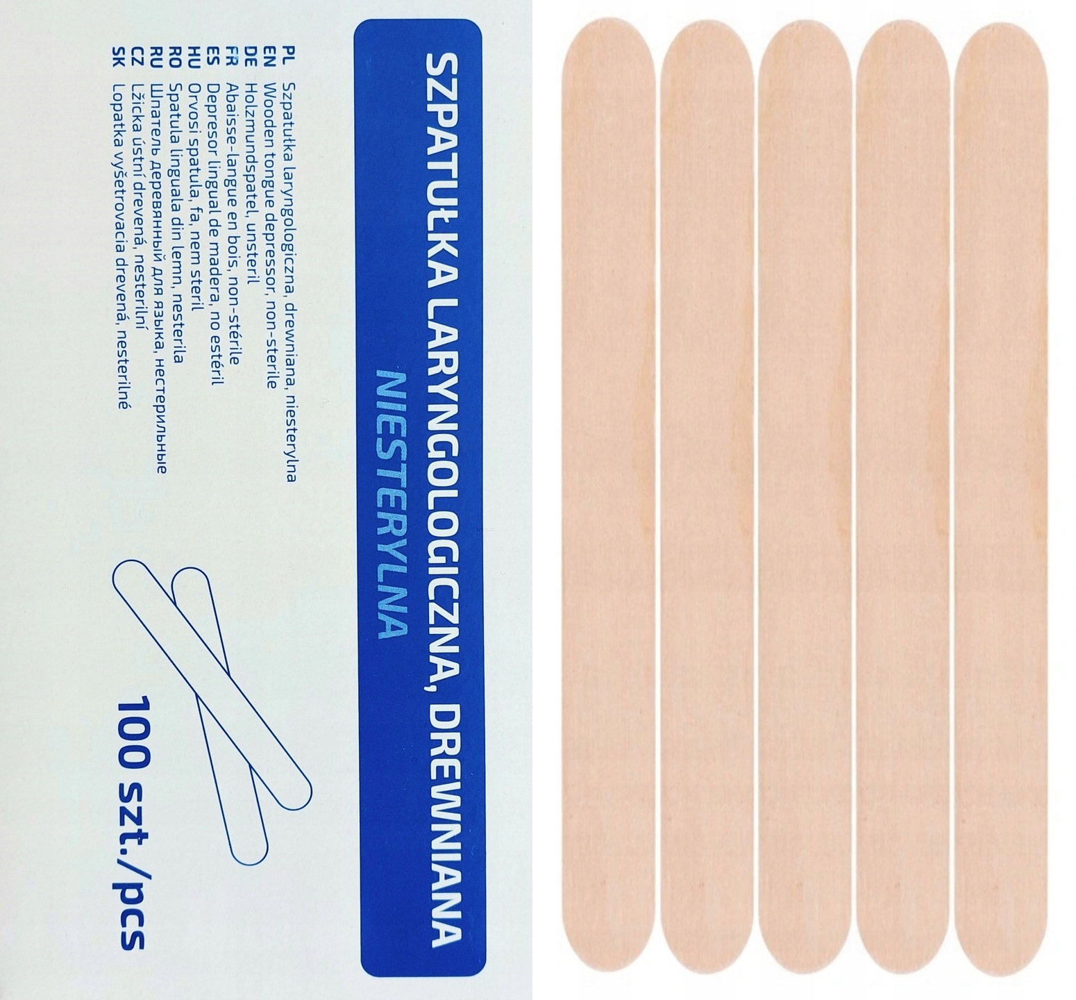 ЛОР-шпатели INTERGOS нестерильные из березы 100шт