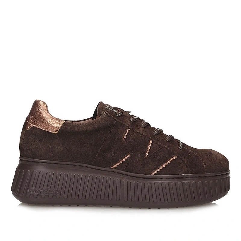 Sneakersy damskie Wonders A-5201 Trend I Testa Zenit Oro brązowe zamszowe