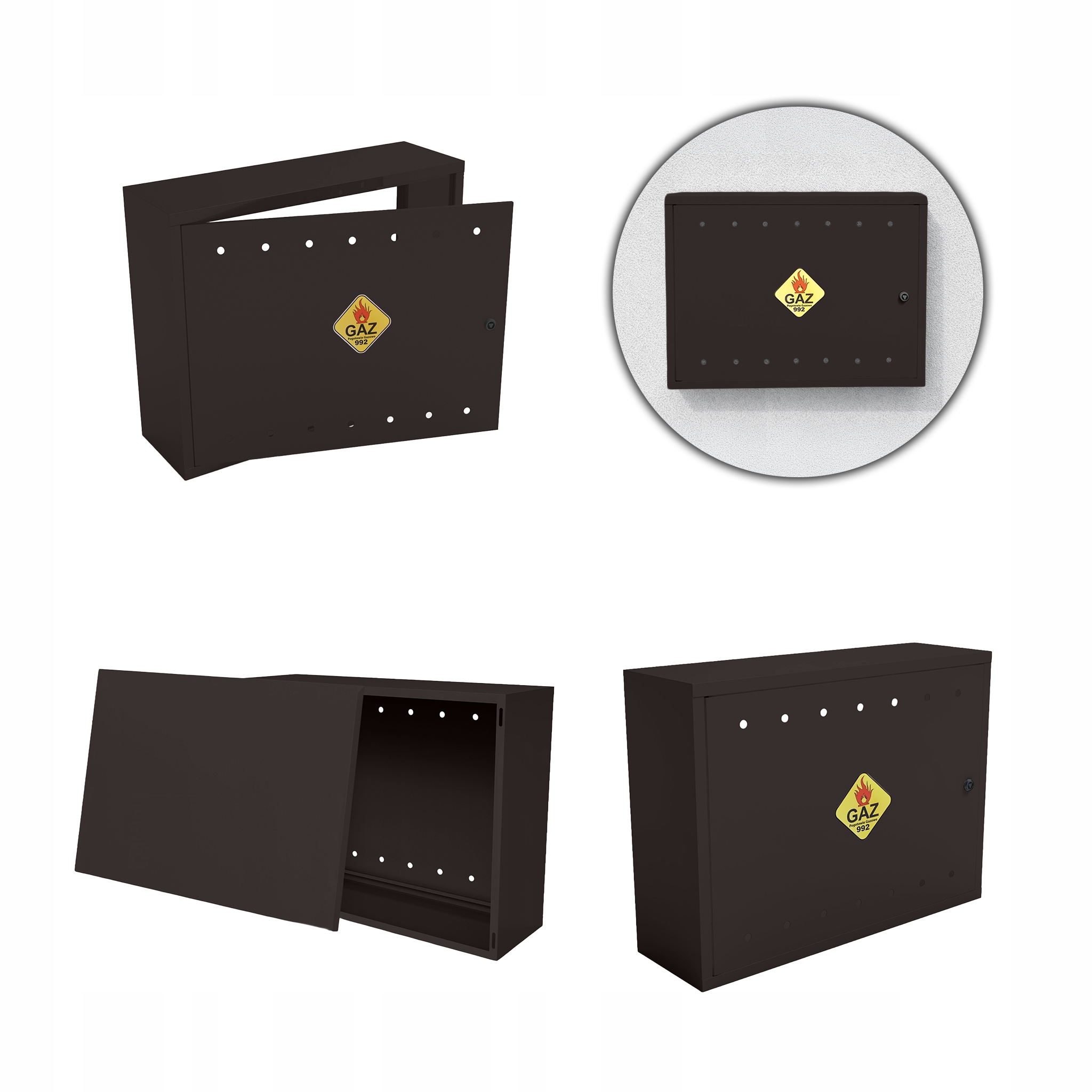 Plynová Skříňka 80x60x25 Hnědá Skříňka Se Zády Pro Plynový Ventil Ocelová