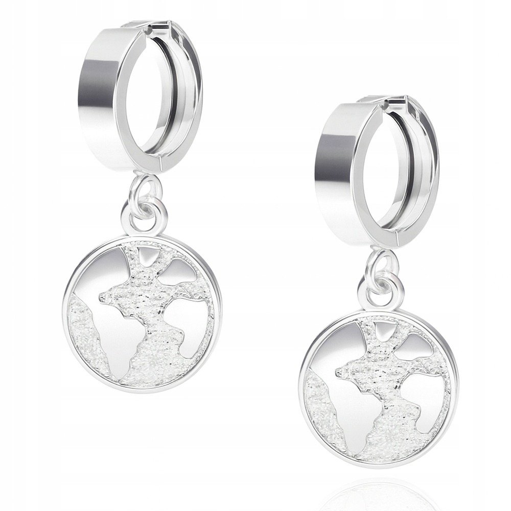 Stříbrné náušnice pouta Mapa světa pro cestovatele Stříbro ryzost 925