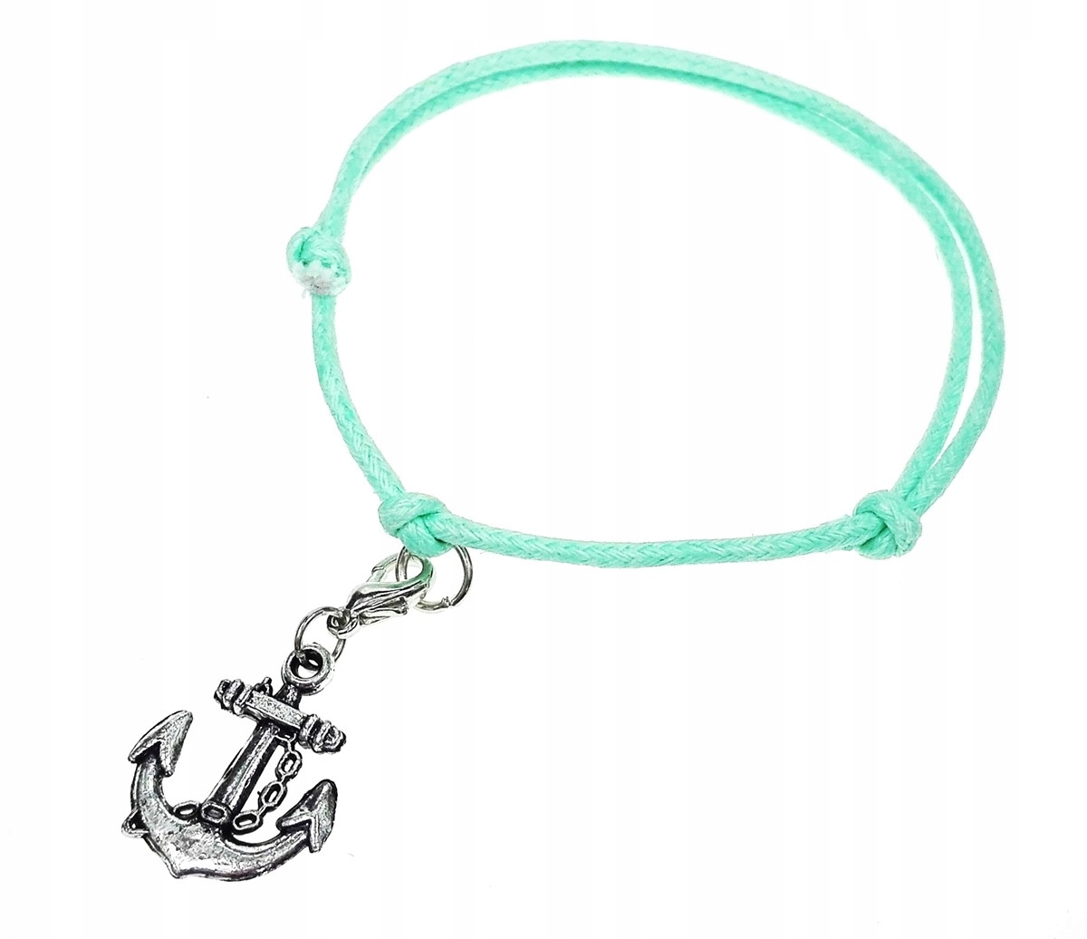 

Bransoletka z zawieszką kotwica sznurek miętowy