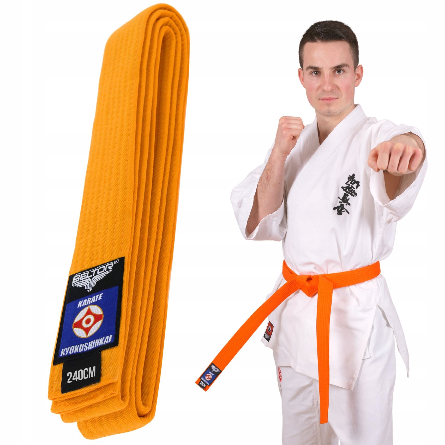 BELTOR POMARAŃCZOWY PAS DO KIMONA KARATE KYOKUSHINKAI ORENJI OBI 240 CM