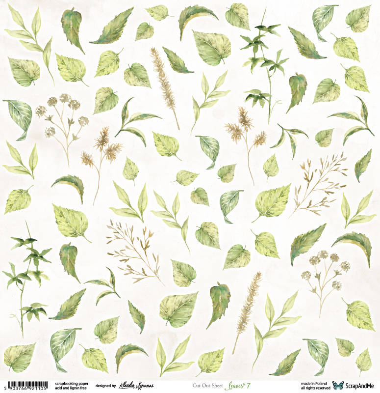 Papier Z Elementami 30x30 ScrapAndMe Leaves 7