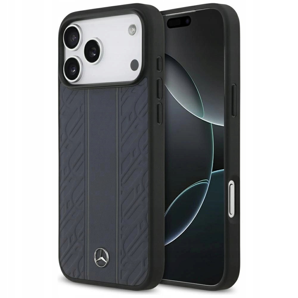 Etui Mercedes Leather Laurel Leaves Stripes MagSafe na iPhone 17 Pro Max
