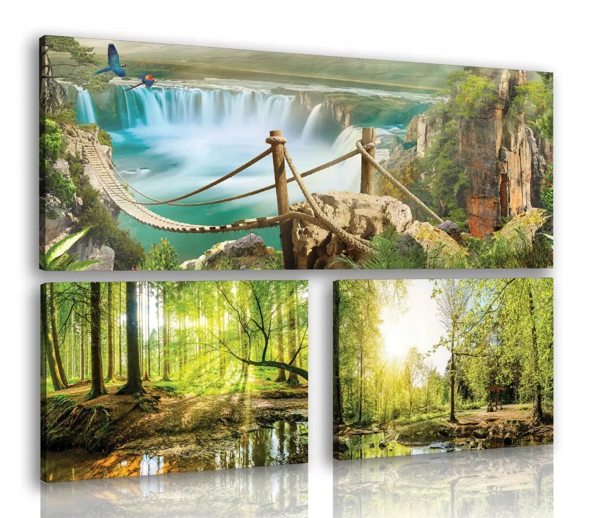 Obraz Na Plátně Canvas 80x55 Les Stromy Vodopád