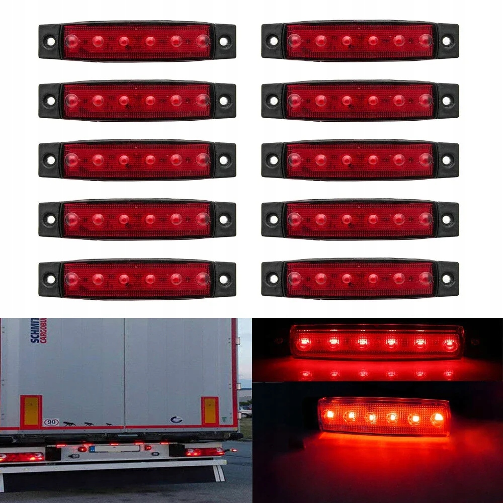 10 SZT LAMPA OBRYSOWA OBRYSÓWKA DIODOWA 6 LED OBRYSÓWKI DO CIĘŻARÓWEK