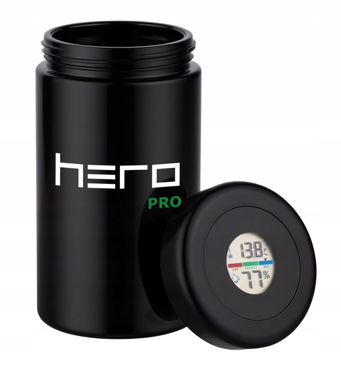 Szklany pojemnik bezzapachowy z higrometrem 500ml Hero Pro