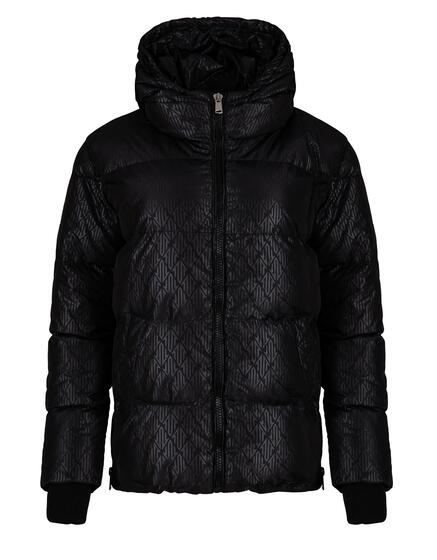 Cross Jeans kurtka damska zimowa pikowana krótka czarna z kapturem S
