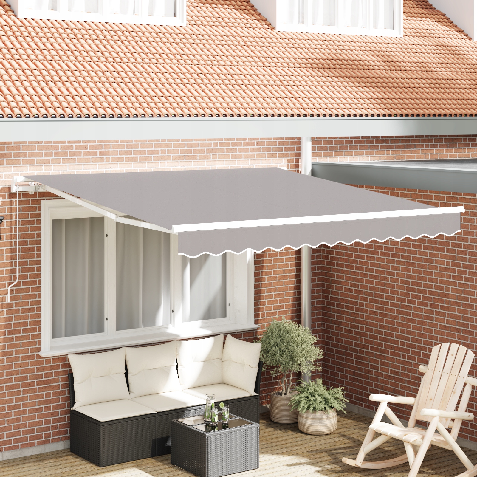 Ruční zasouvací markýza světle šedá 350x250 cm Šedá 3330375