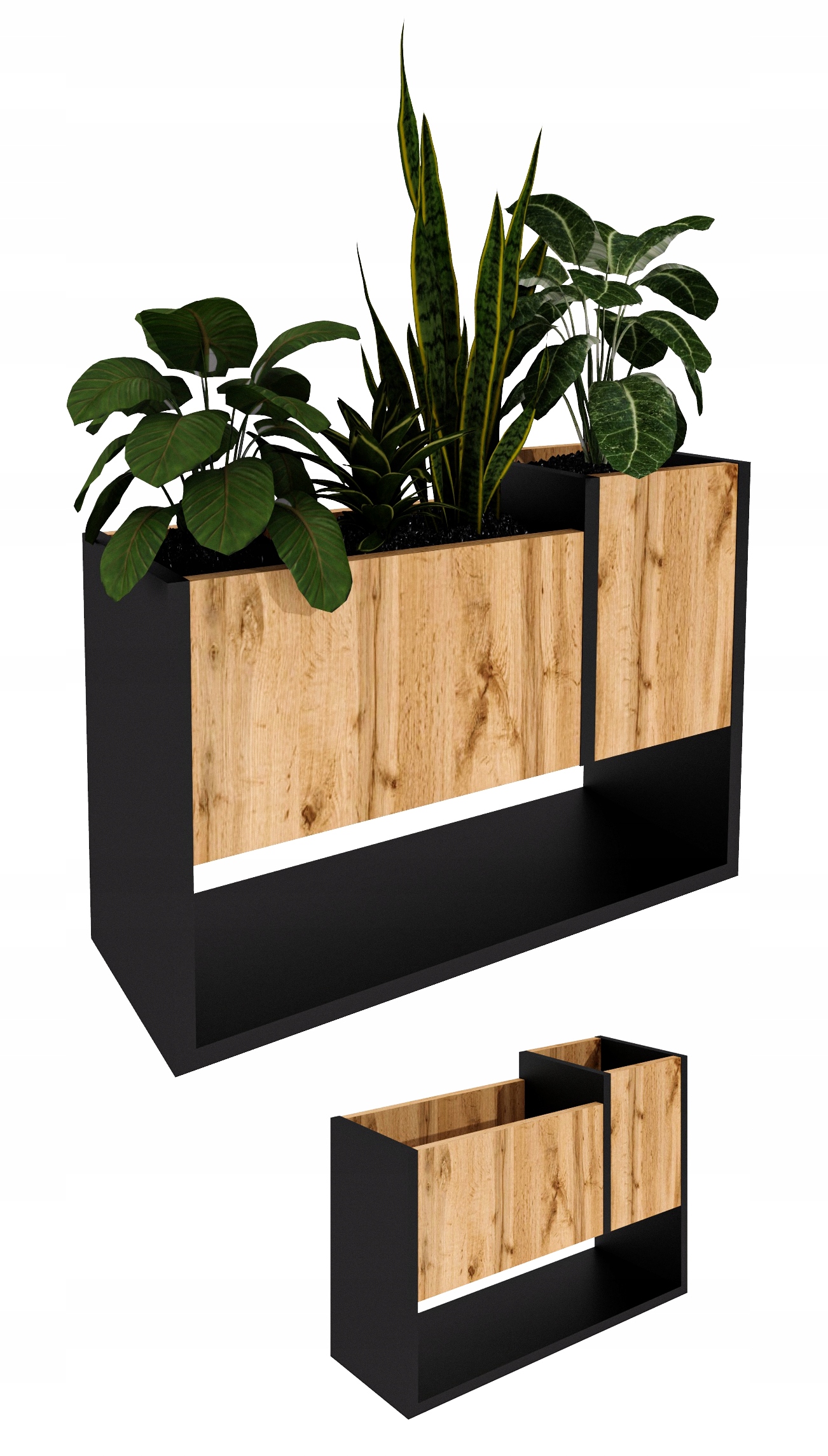 Stojanový květináč Dřevěný loftový květináč Dub Wotan 45x64,5x22,6