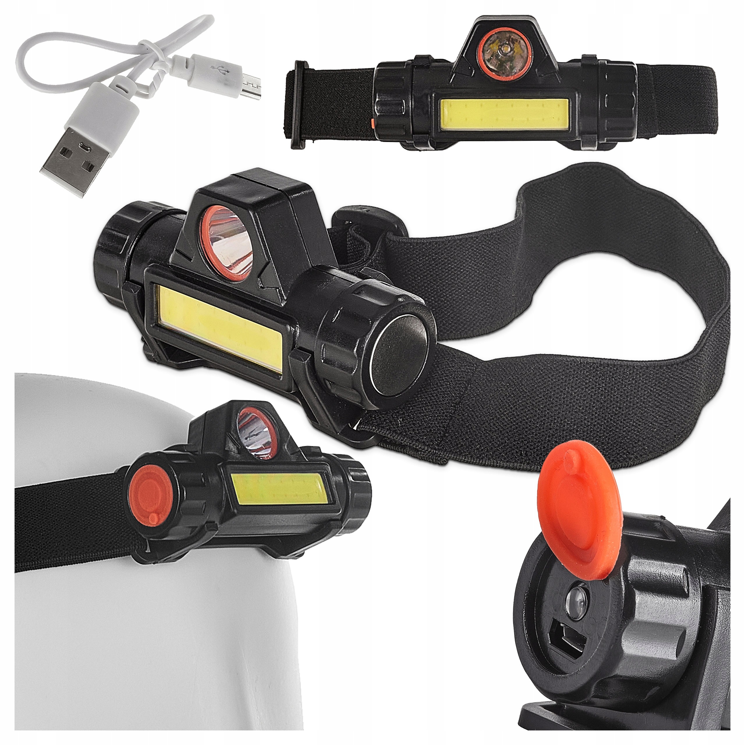Czołówka Led Cob Xpe 200 LM Akumulatorowa Micro Usb Do Pracy I Turystyki