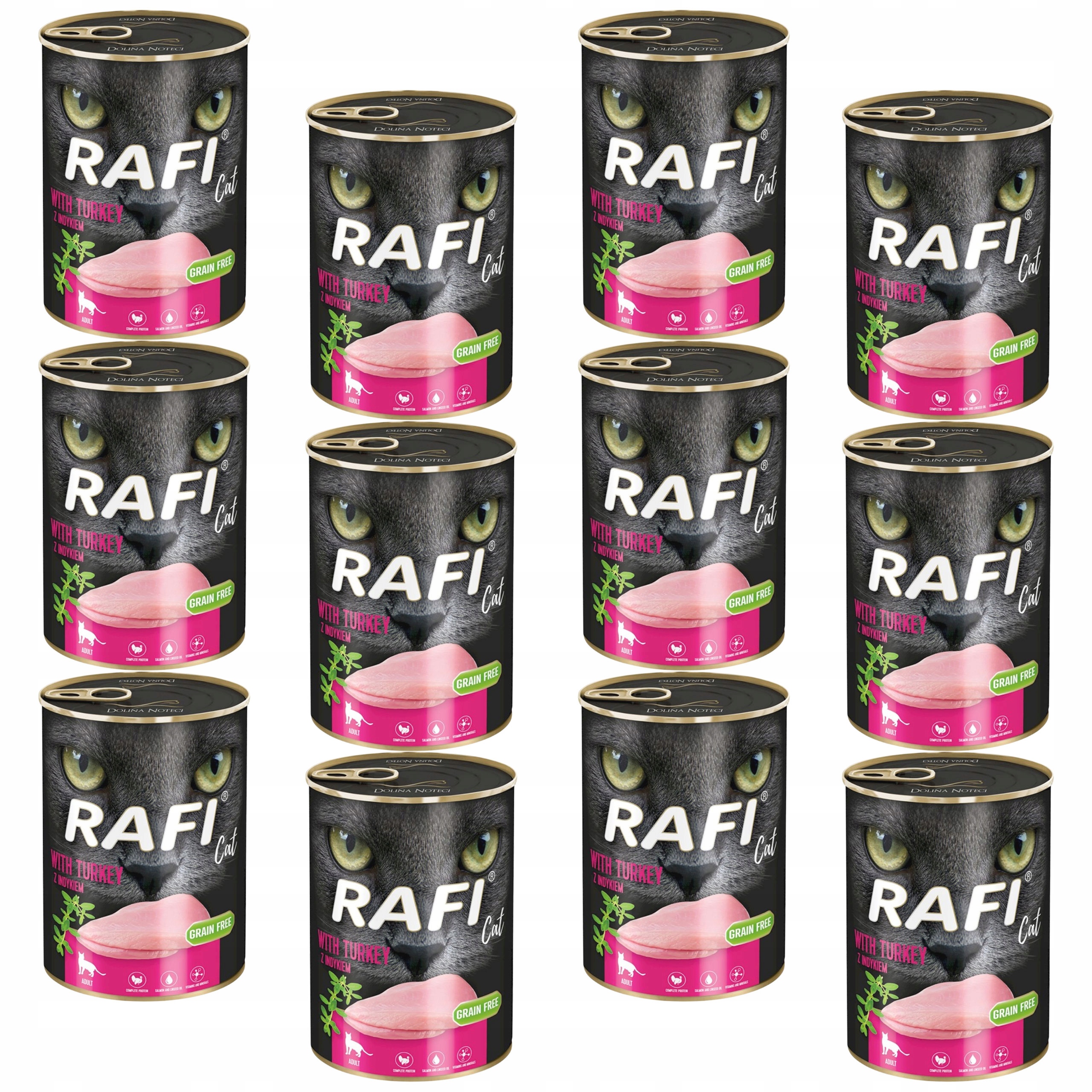 Levně Rafi Cat Dolina Noteci Krmivo mokré pro kočky Krůta 12 x 400 g bez obilovin