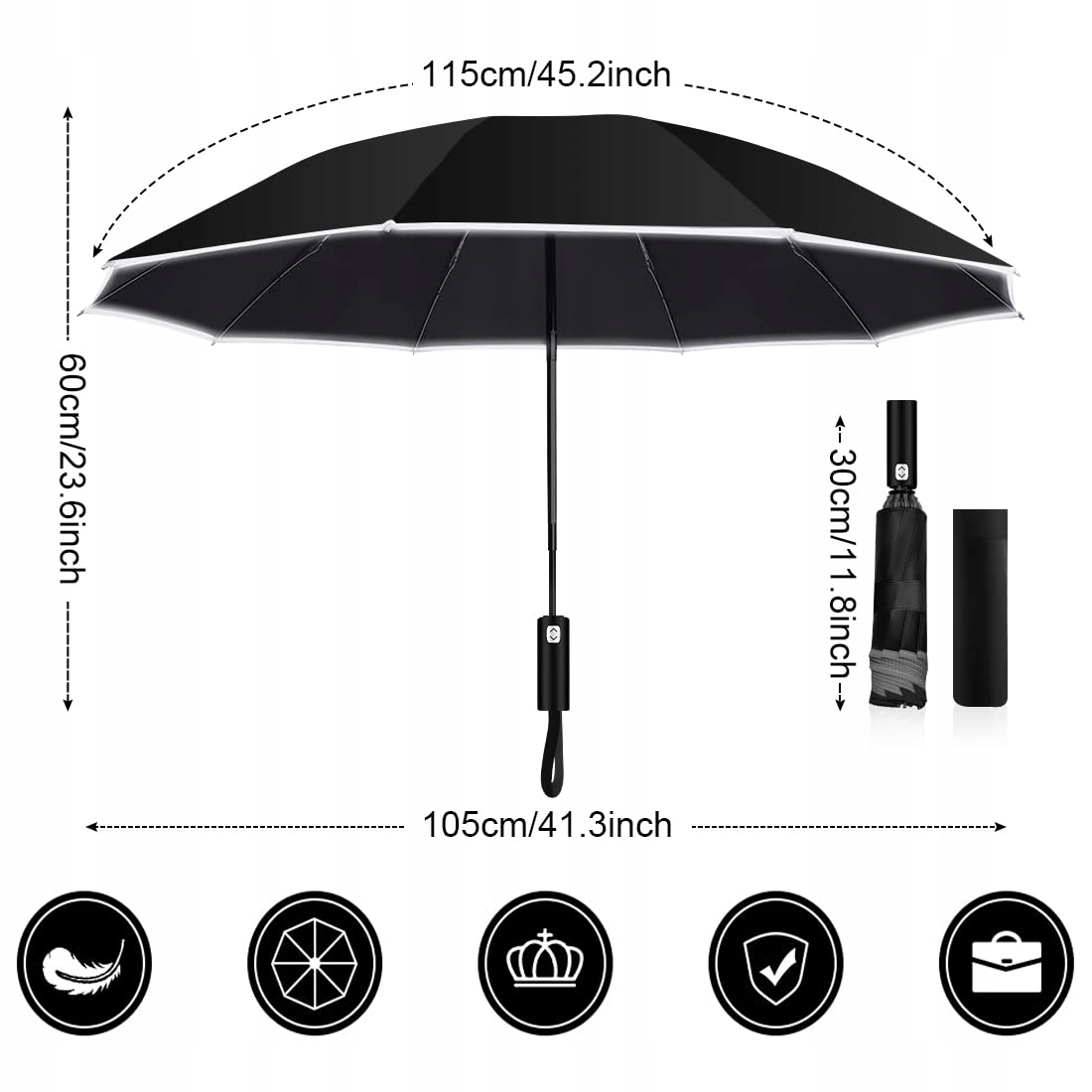 PARASOL WIATROODPORNY Z ODBLASKAMI NA KRAWĘDZI Model Parasol