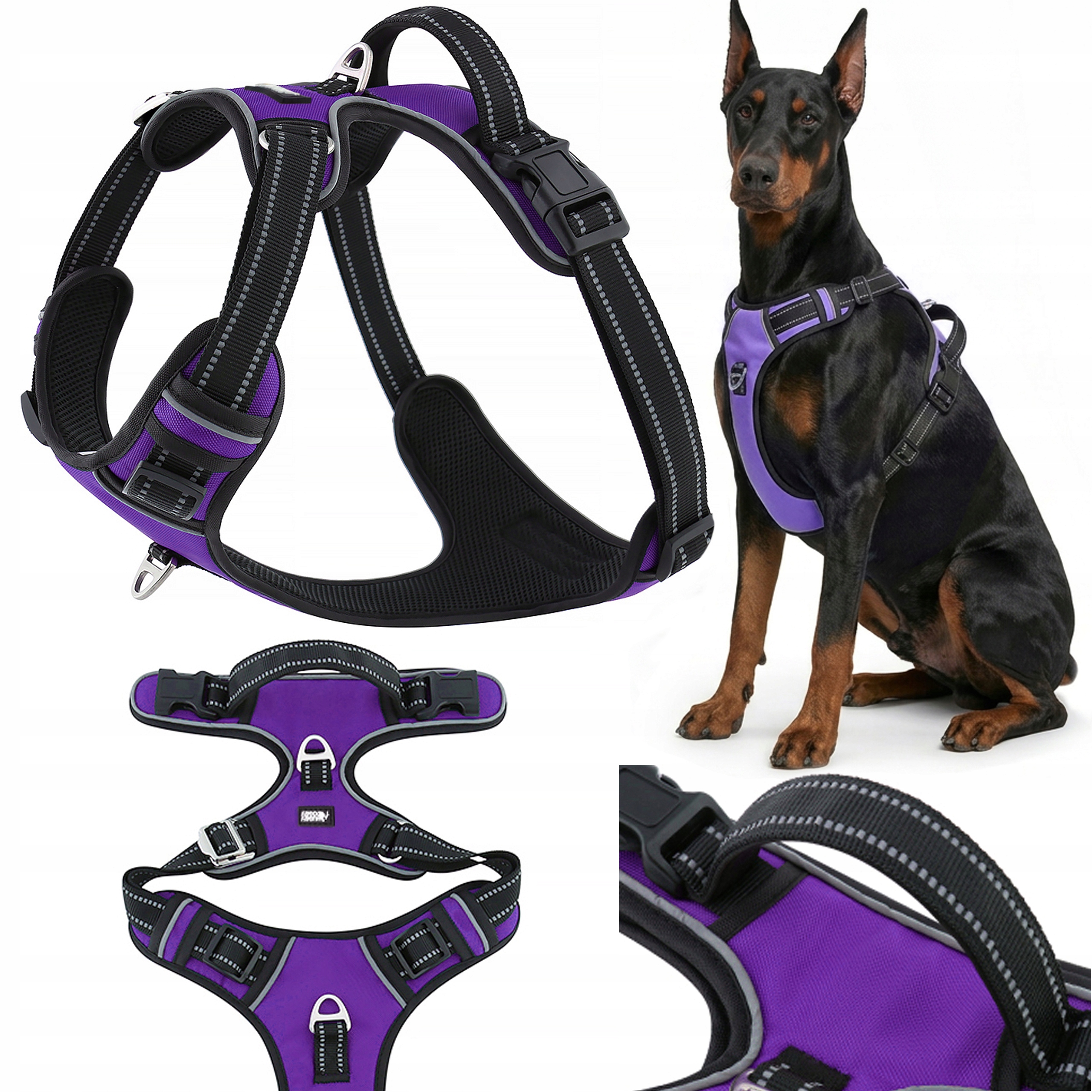 Postroj pro velkého psa typu guard beztlakový Huggy Doggy XL zlatý ovčák