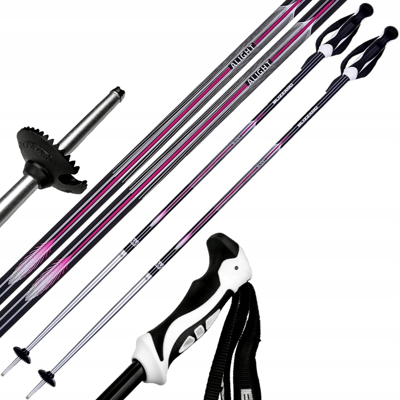 Kije kijki narciarskie Blizzard Viva Alight ski poles 125cm blue/white/pink