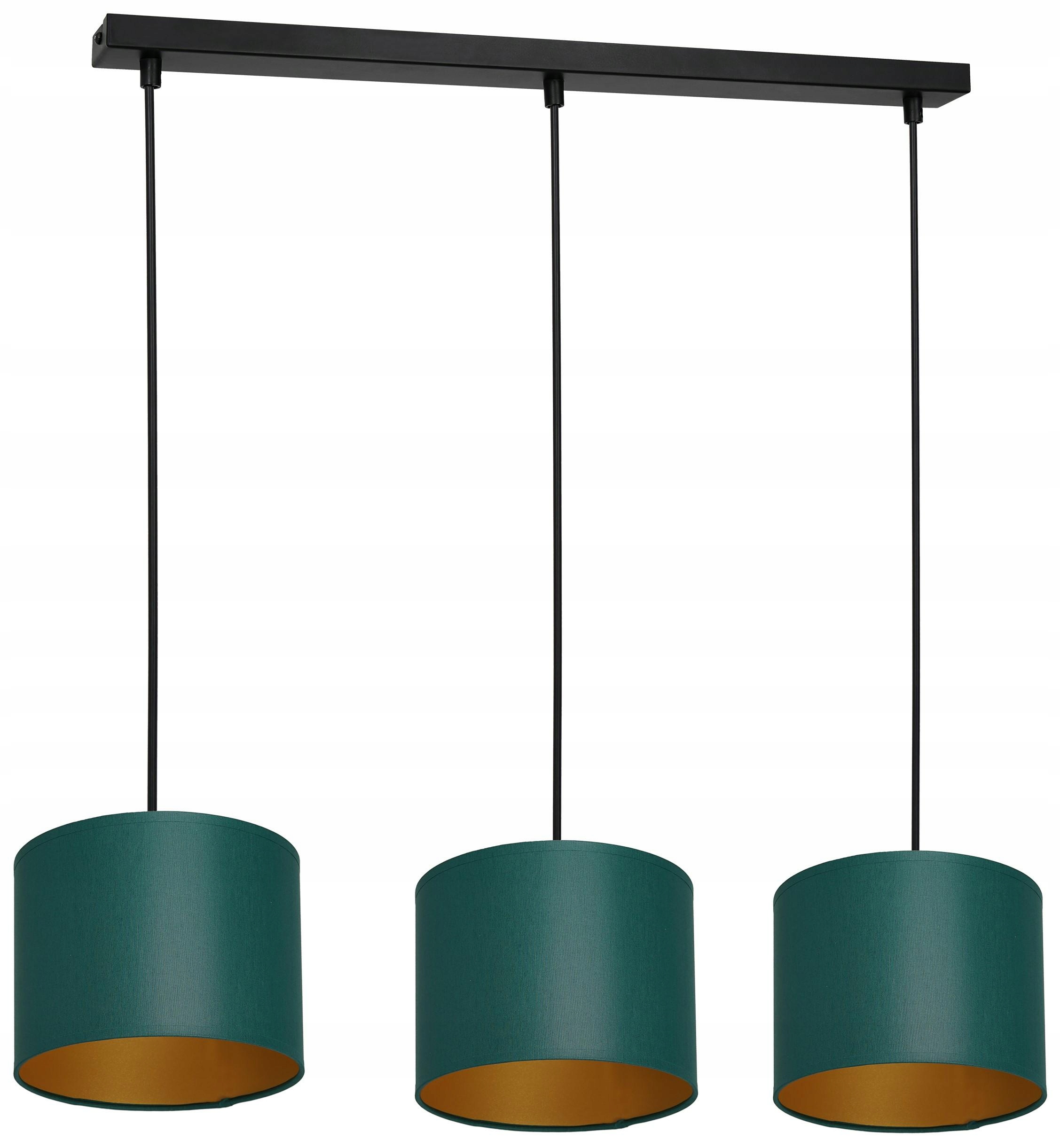 Moderní závěsná stropní lampa Arden Zeleno-zlatá Abažur 3xE27 nad stůl