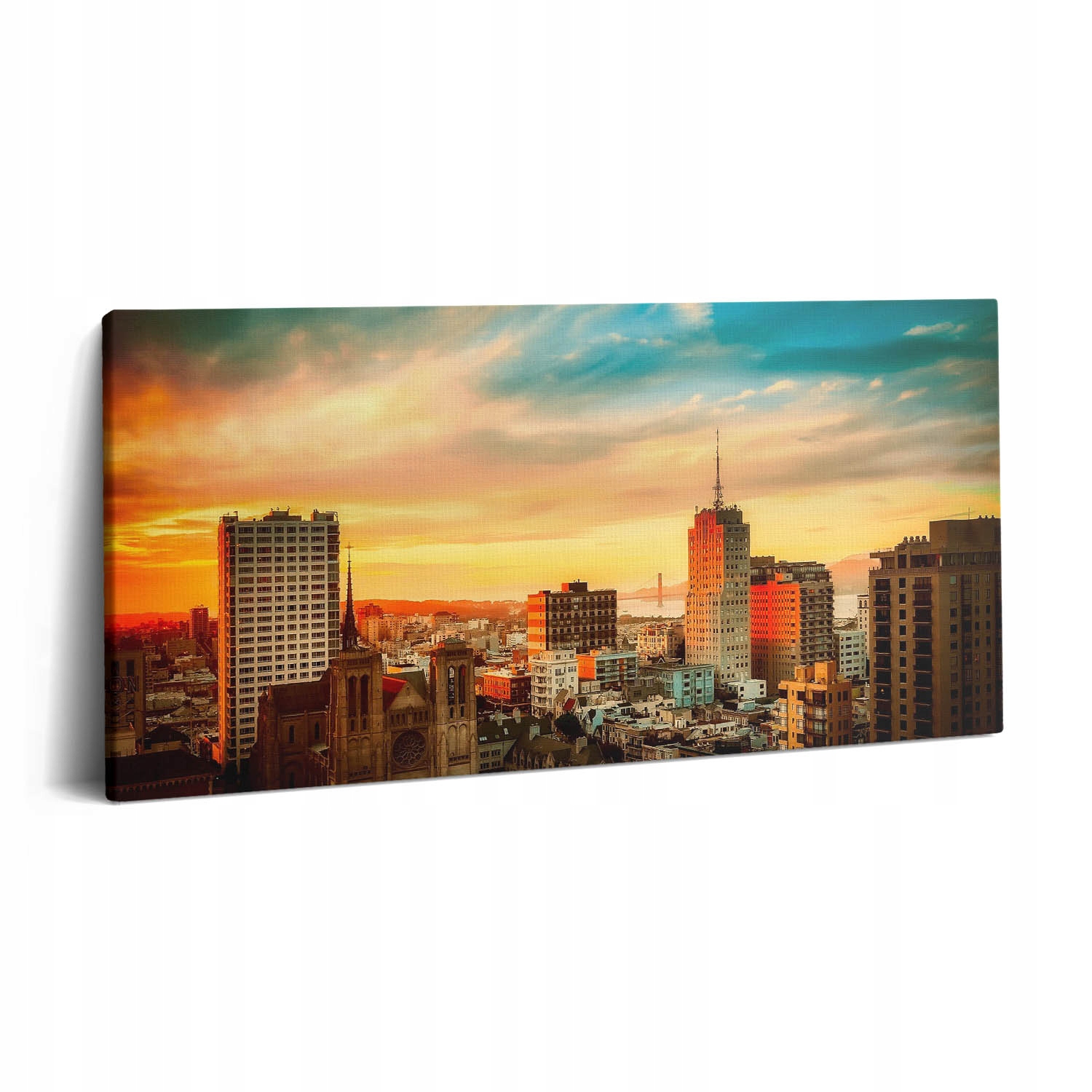 Fotografie Obraz Na Plátně Panorama města při východu slunce 120 x 60 cm