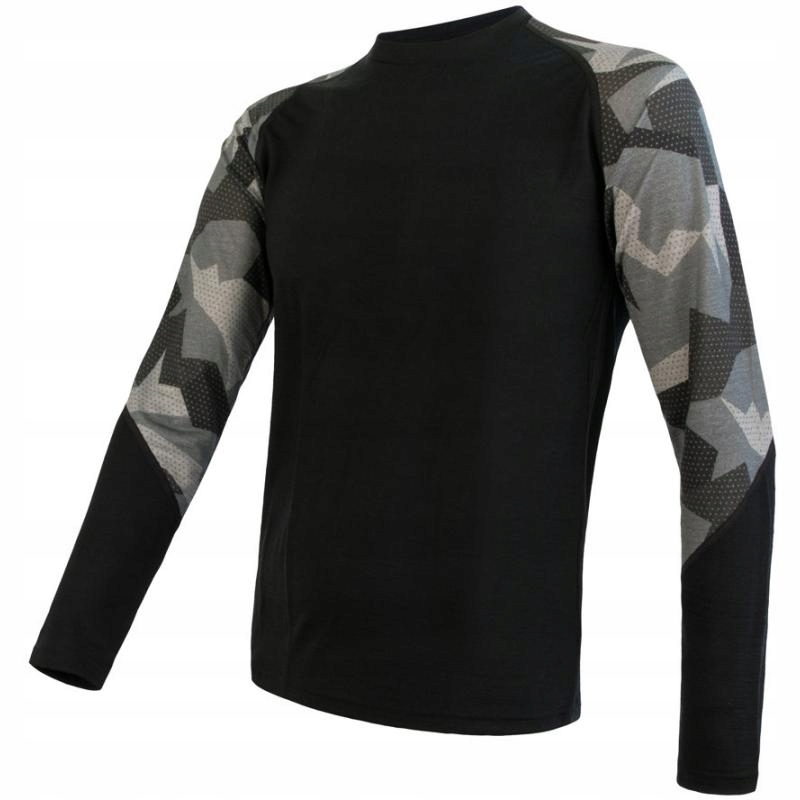 Sensor Triko Merino Impress pánské dlouhý černá camo XL