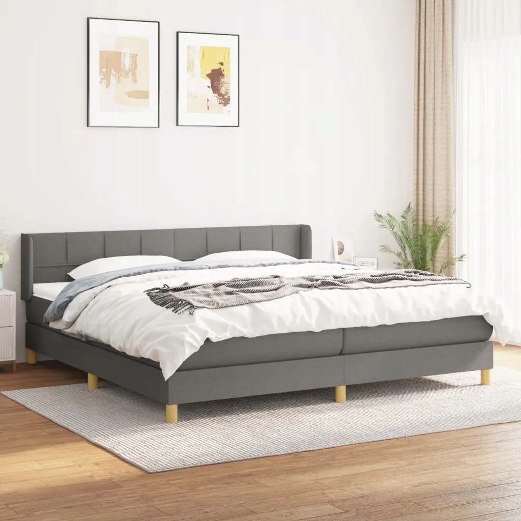 Box spring postel s matrací tmavě šedá 200x200 cm textil Šedá 3130298