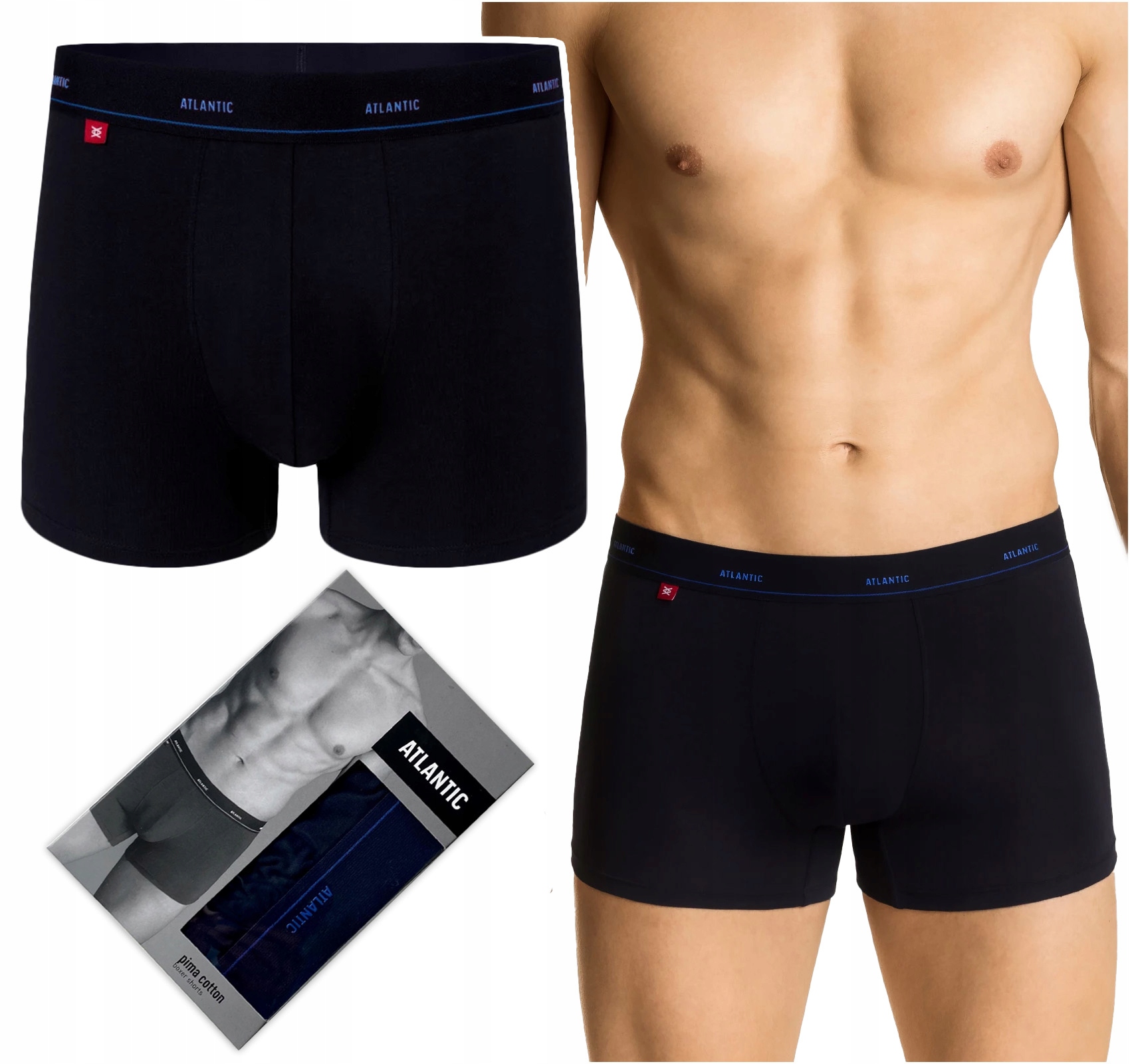 Atlantic 1190 pánské boxerky Bavlna Pima Tmavě Modré XL