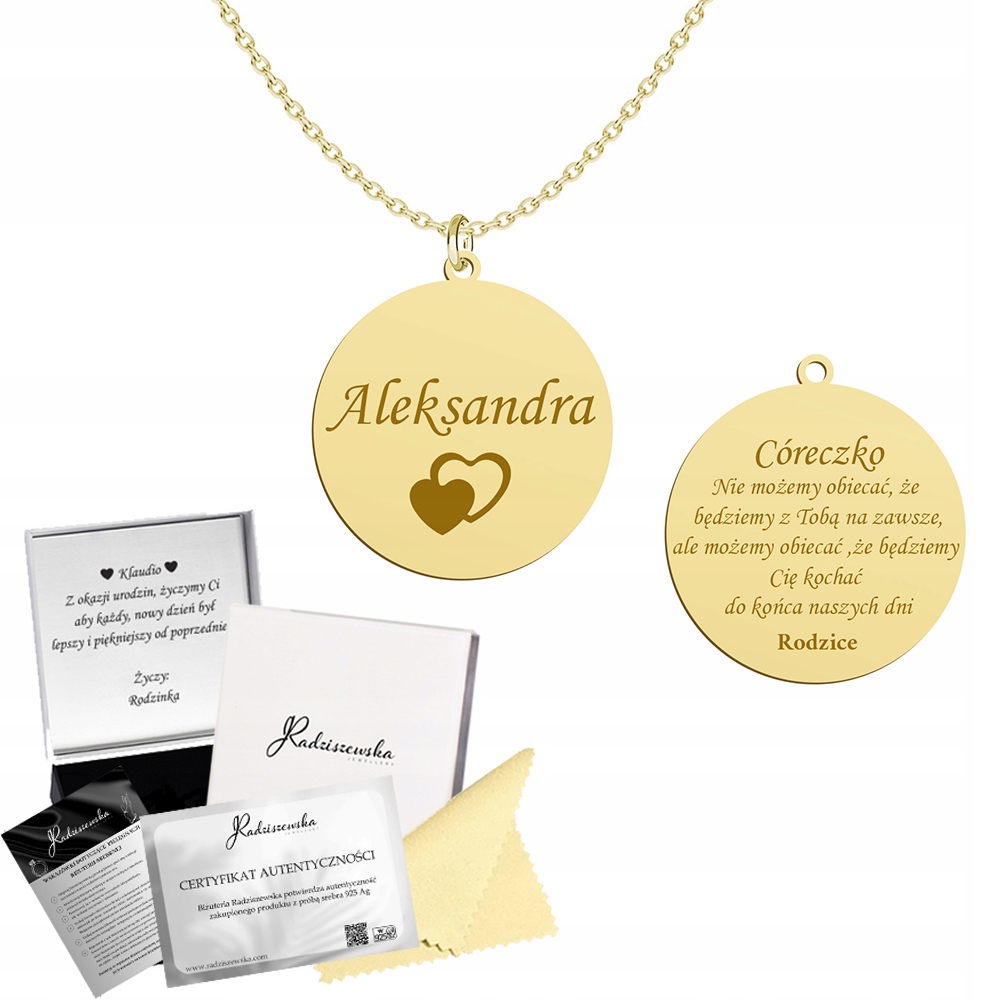 Zlatý Náhrdelník se Jménem Plíšek Citát Dárek 925 Gravírování Bonus