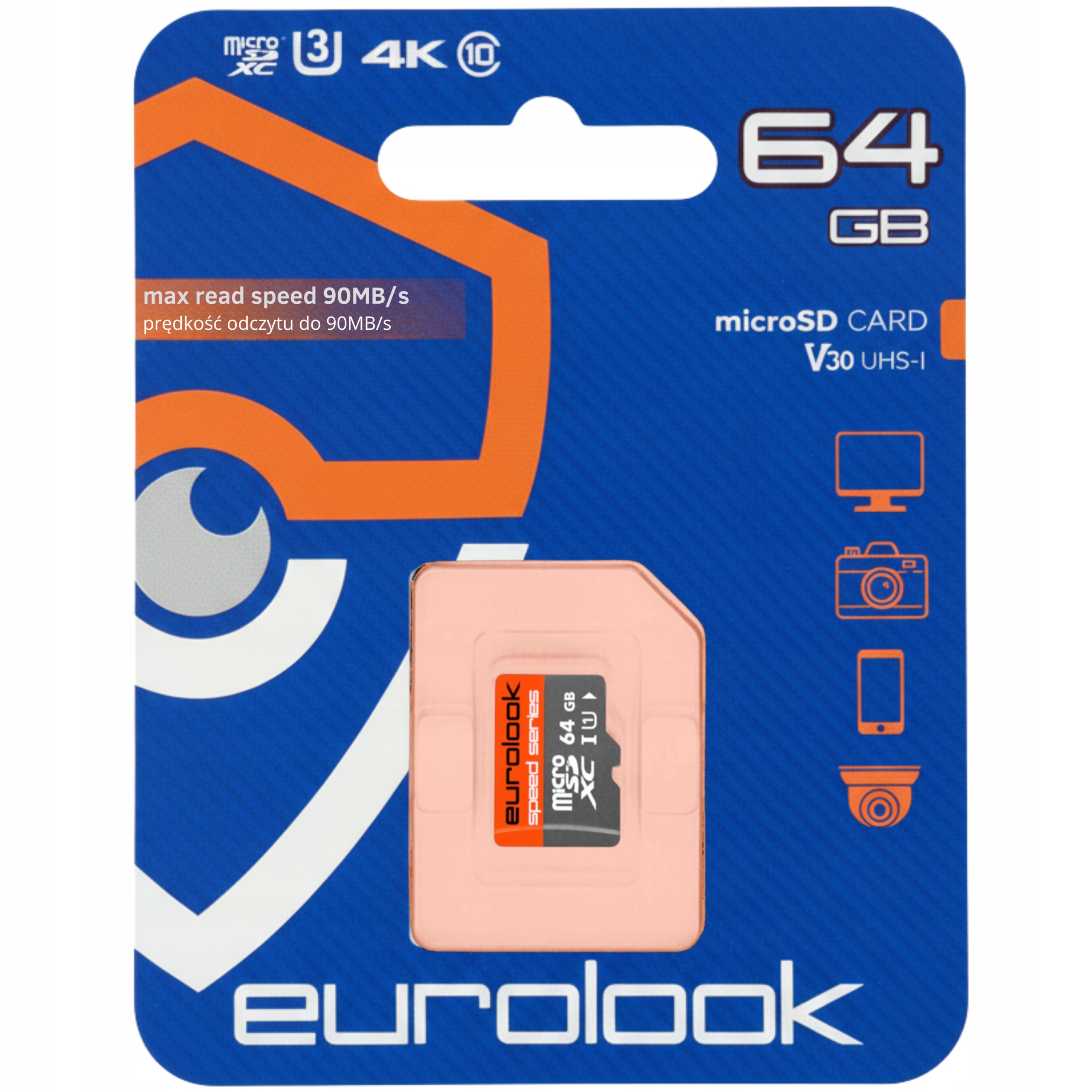 Karta pamięci Eurolook 64 GB micro SD class 10 do kamer aparatów telefonów
