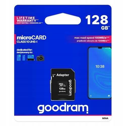 Goodram Paměťová karta MicroSDXC 128 Gb CL10 Uhs I adaptér
