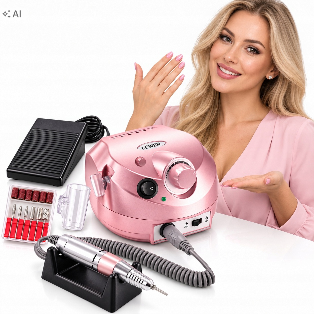 Frezarka Do Paznokci Manicure Pedicure 65W Profesjonalna Mocna zestaw frezy