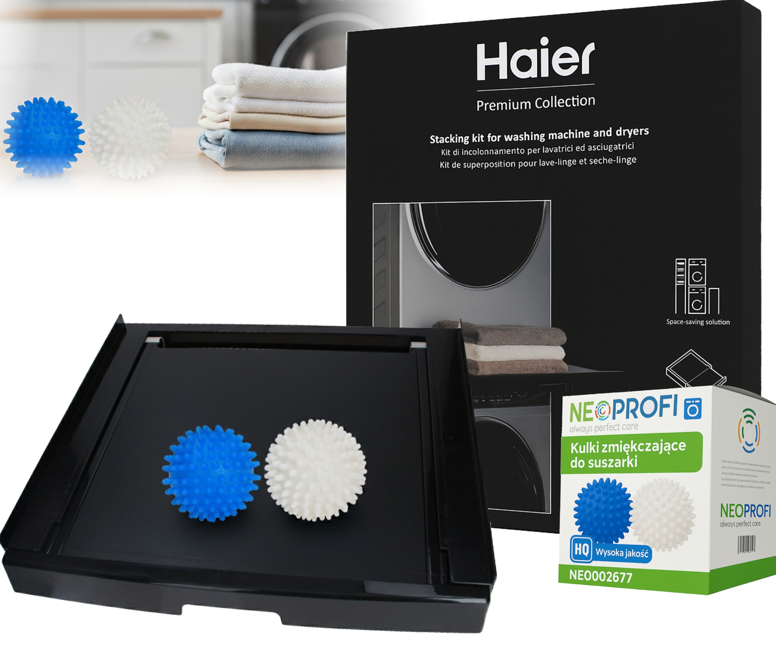 Łącznik Haier do pralki i suszarki Kulki zmiękczające do suszarki 2szt