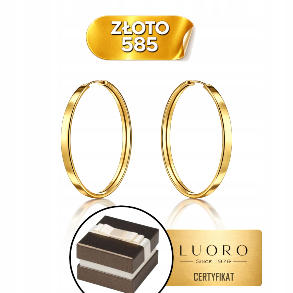 Náušnice Zlaté 585 14K Kolečka Široké 27 MM Kreol Elegantní Dárek