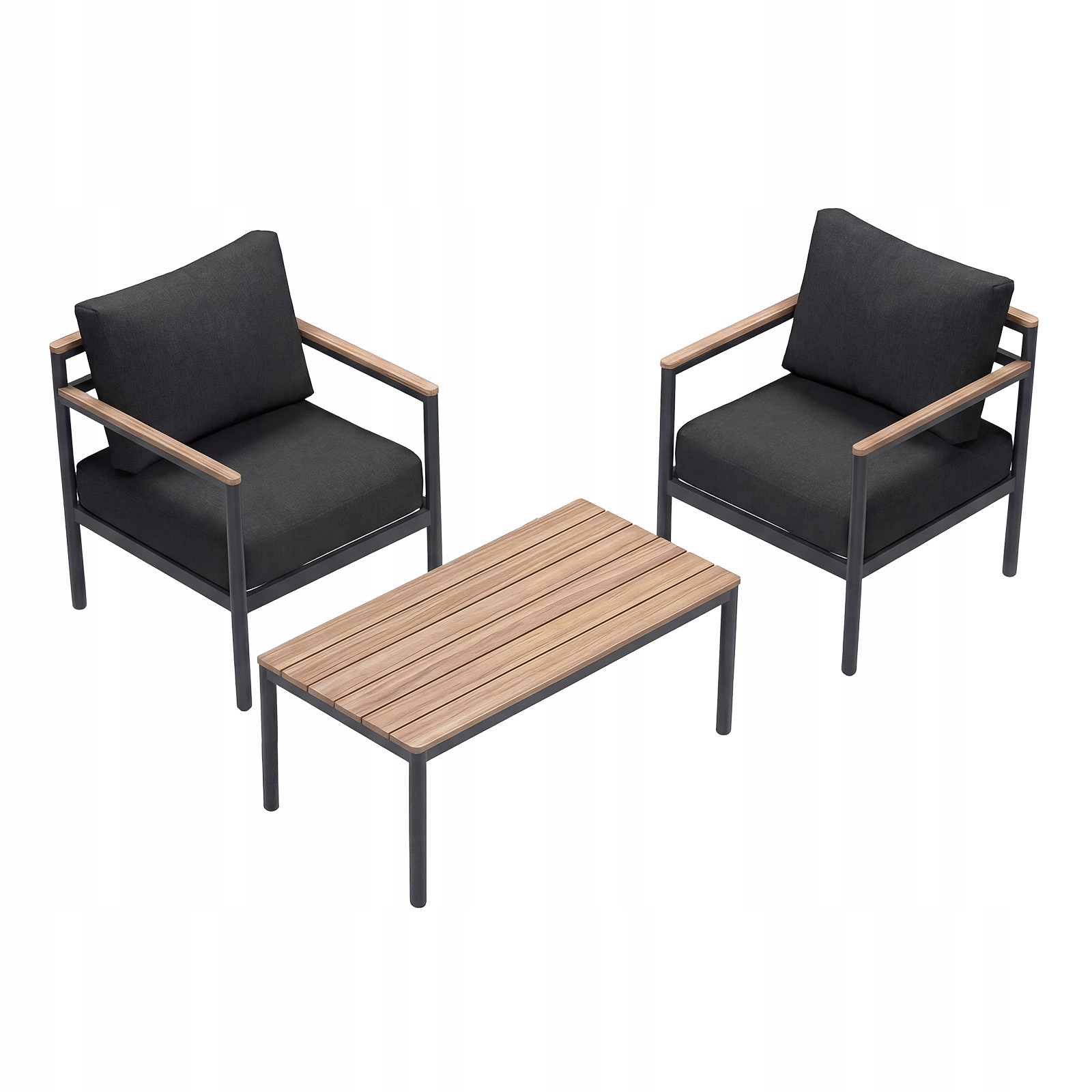 Zestaw Wypoczynkowy Aluminiowy Bellanti Bucine 2 os. stolik Czarny/Teak