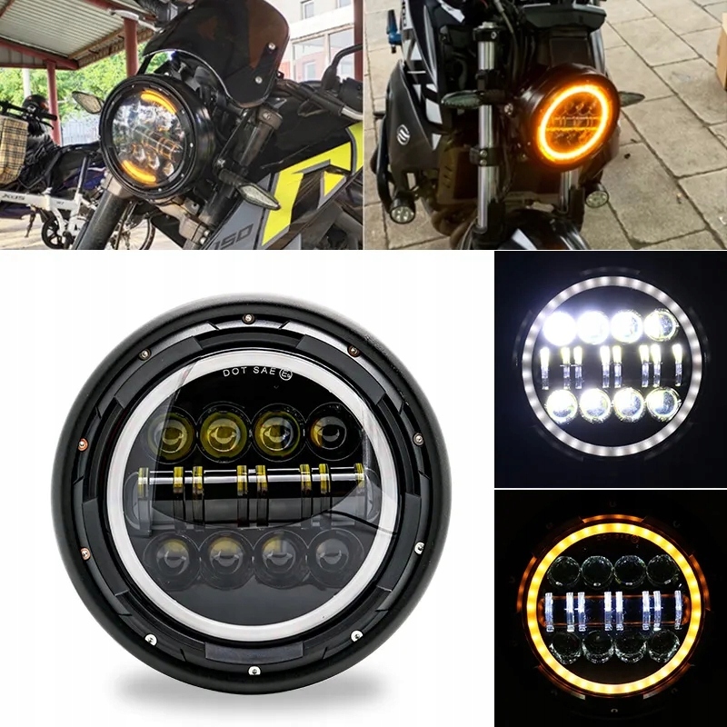 7” LED OCZY ANIOŁA REFLEKTORÓW MOTOCYKLOWYCH Producent bez marki
