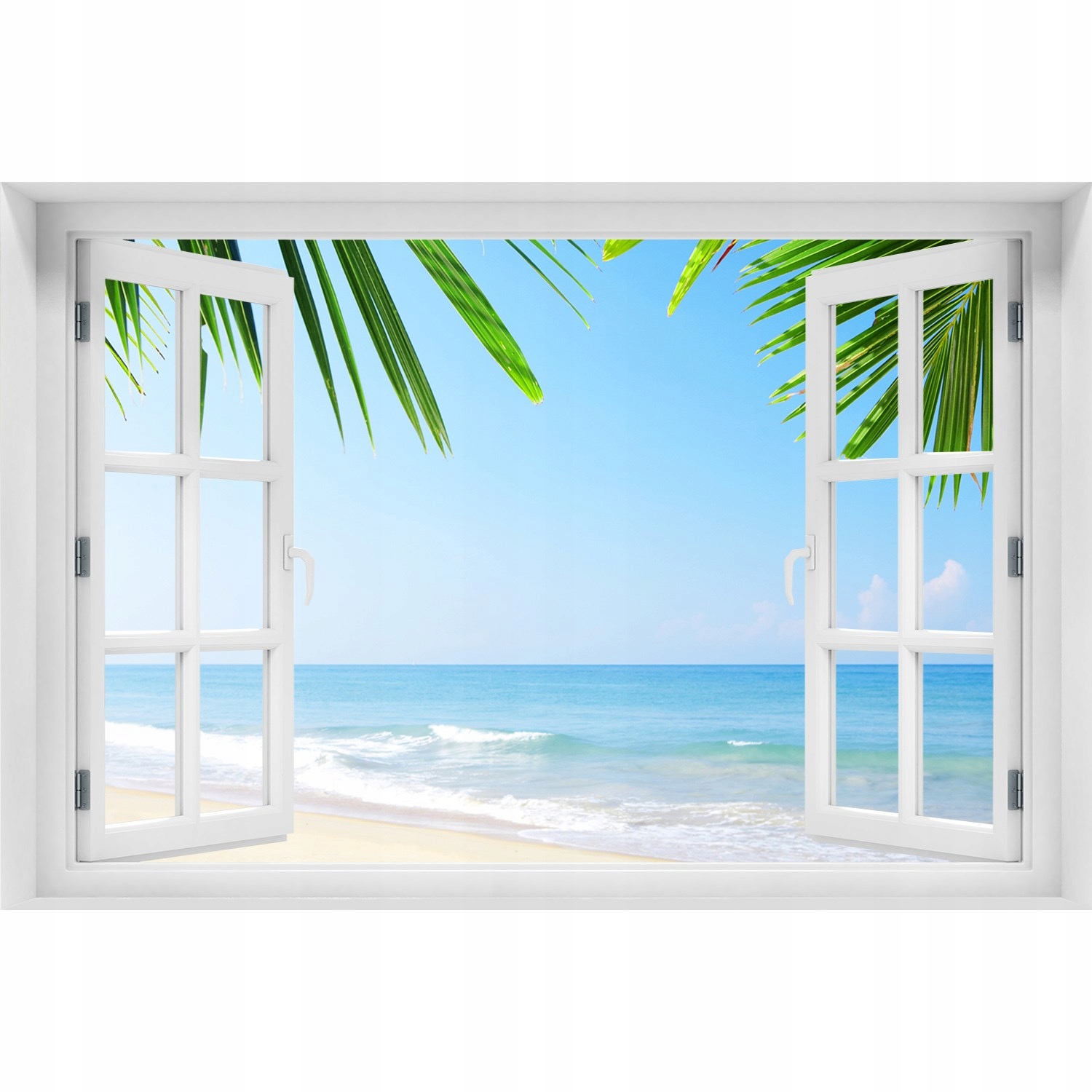 

Naklejka fototapeta 3D Okno widok Tropikalna plaża