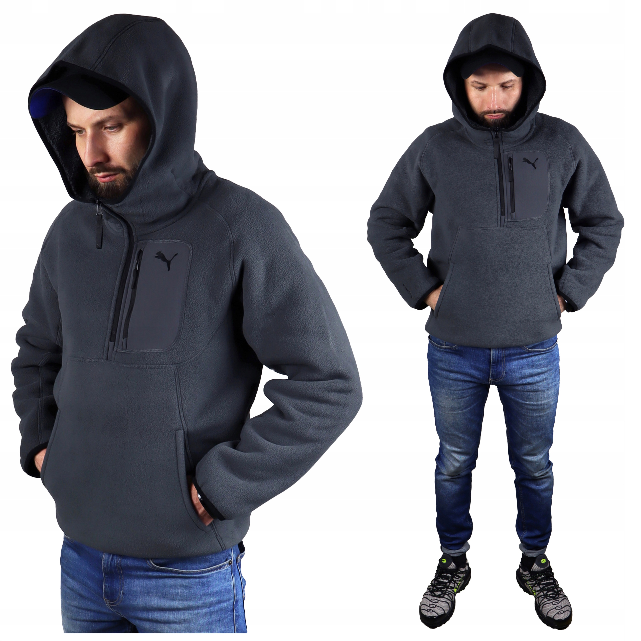 Puma Tlustá Teplá mikina fleecová mikina Kožíšek pánská fleecová Zimní bunda