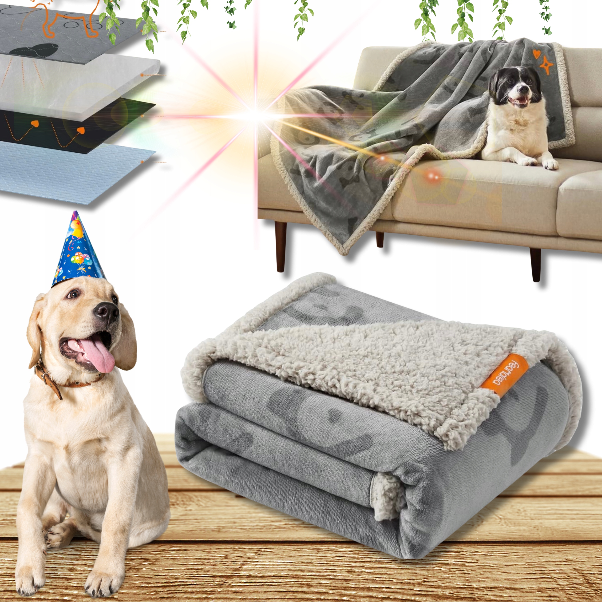 Levně Deka Podložka Pro Psa Vícenásobná Absorpční Podložka Koberec Pelíšek Voděodolná!