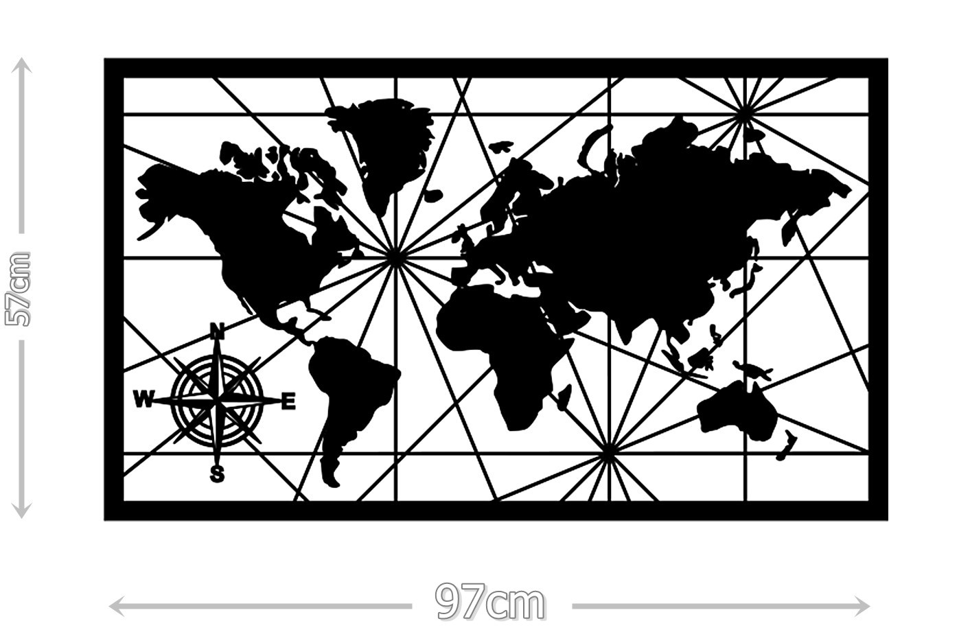MAPA ŚWIATA NAKLEJKA obraz dekoracyjny A42 97x57 Długość 97 cm