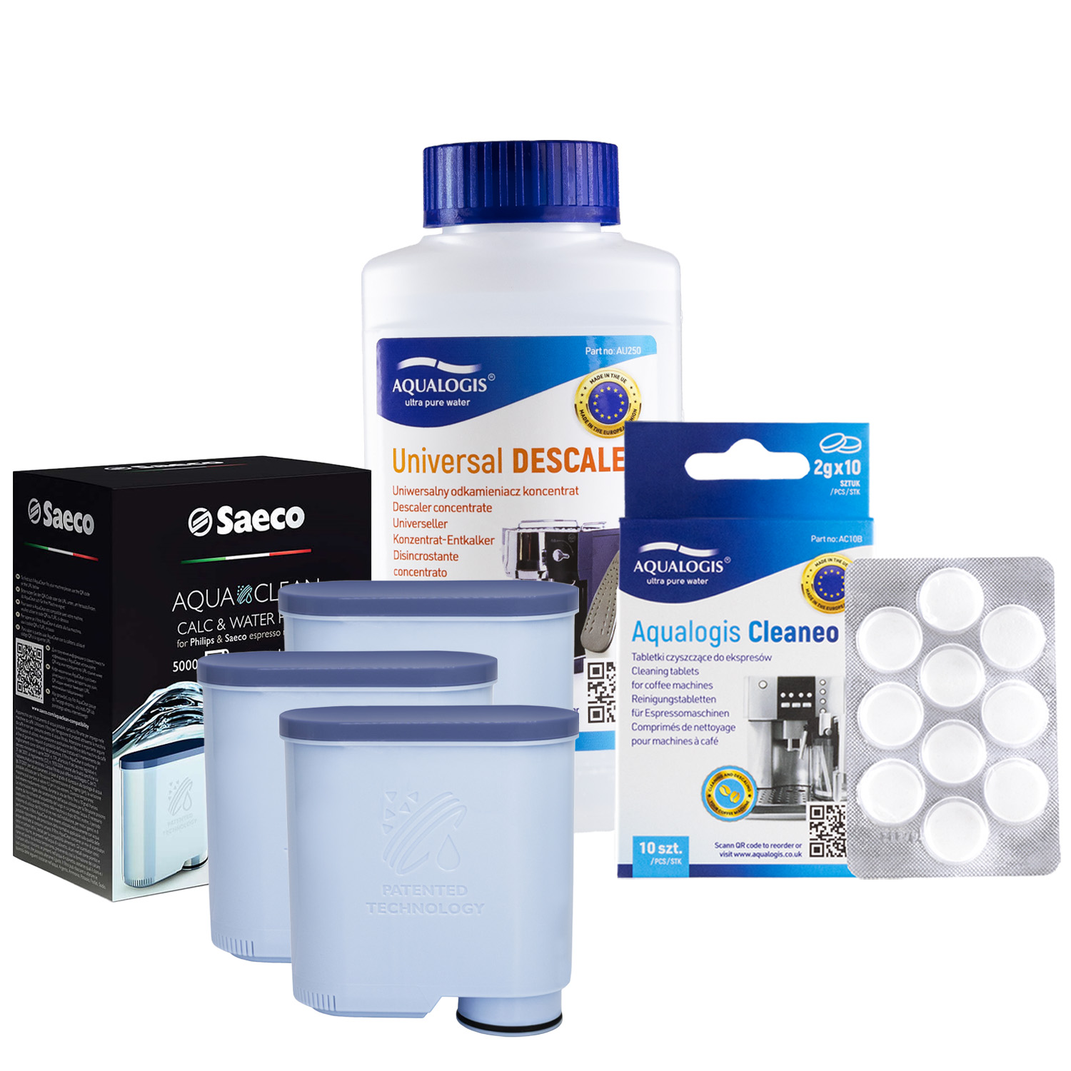 Sada Philips Saeco Filtr Aquaclean CA6903 3ks, Odvápňovač, Cleaneo