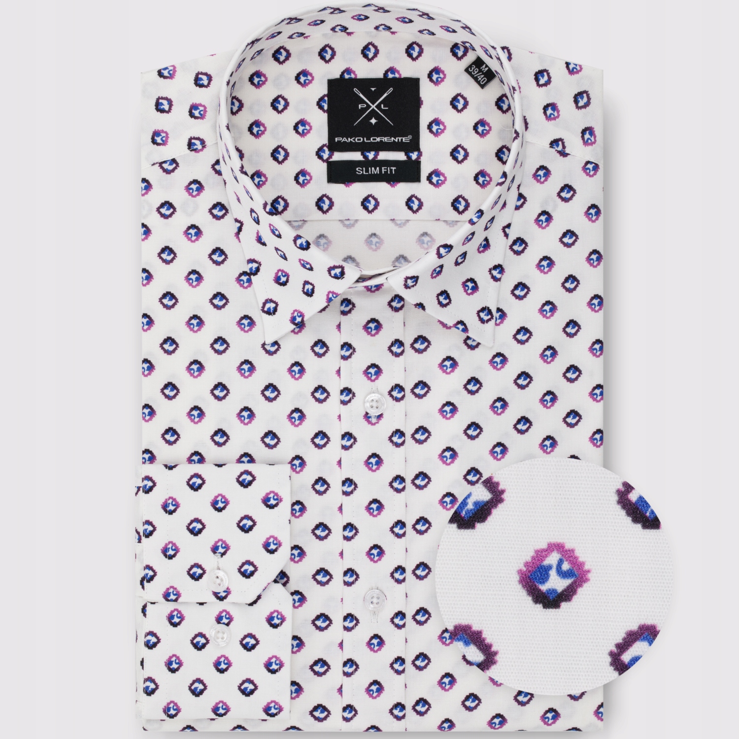 Bílá pánská košile s mikrovzorkem Pako Lorente vel 3XL